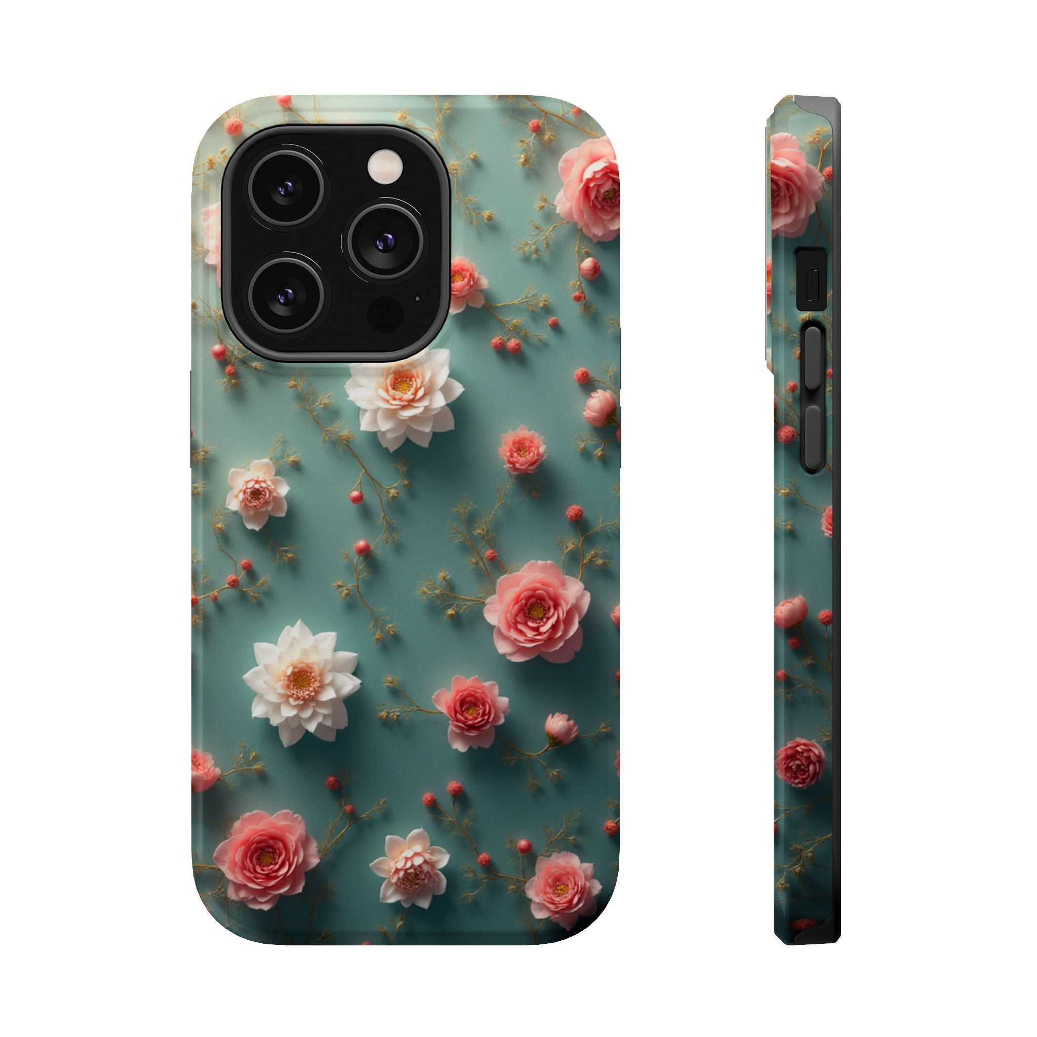 Floral Rose Pattern Magnetic Impact-Resistant Phone Case