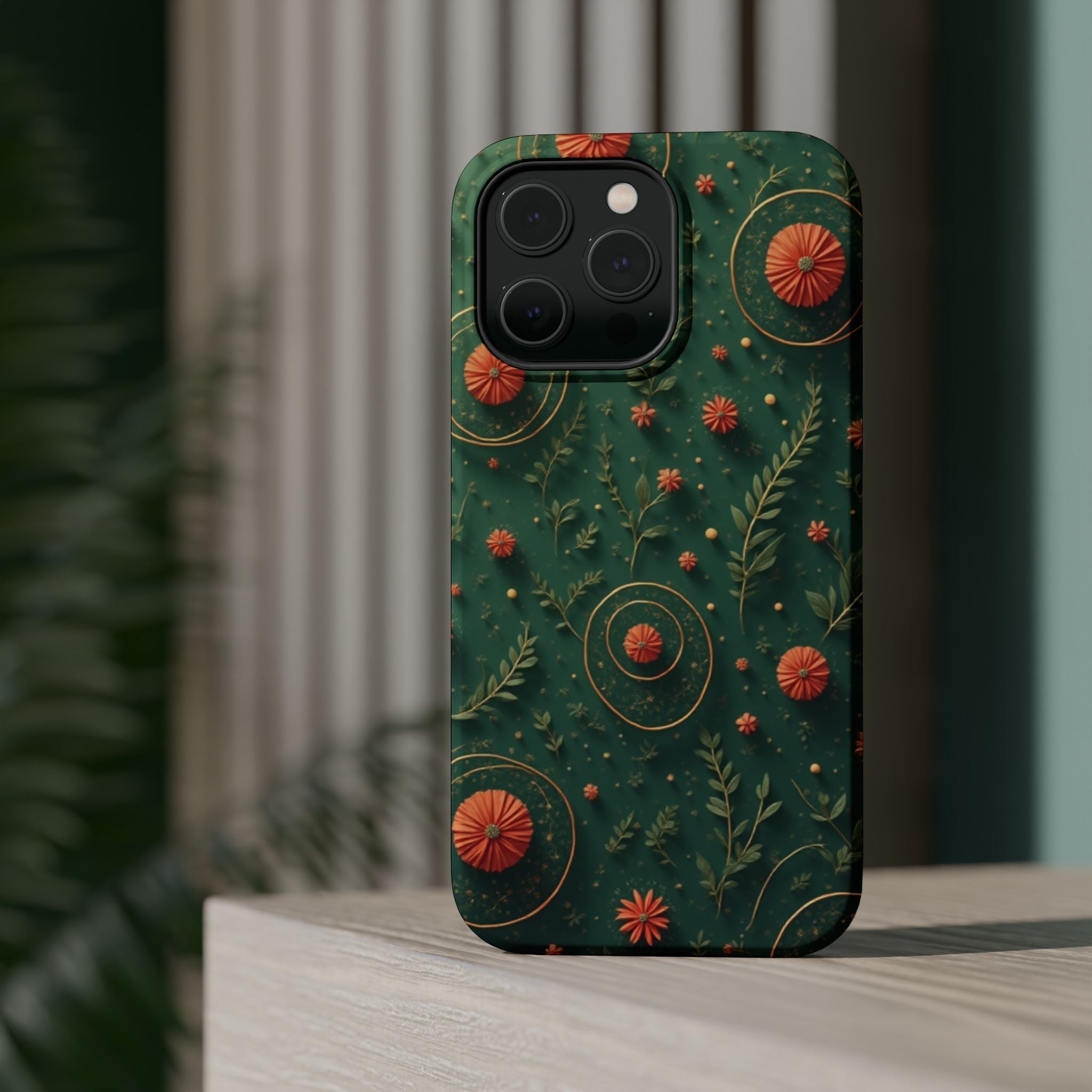 Floral Green Magnetic Impact Phone Case — Protective Botanical Design