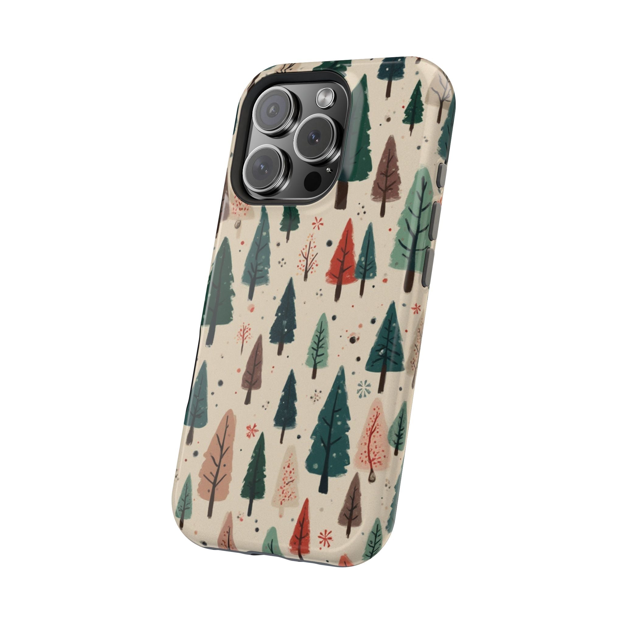 Forest Pattern Magnetic Impact-Resistant Phone Case — Winter Tree Design
