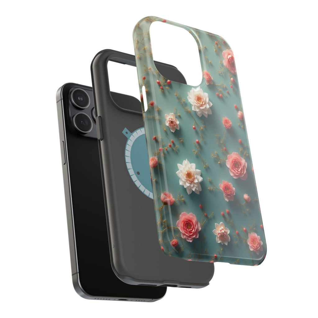 Floral Rose Pattern Magnetic Impact-Resistant Phone Case