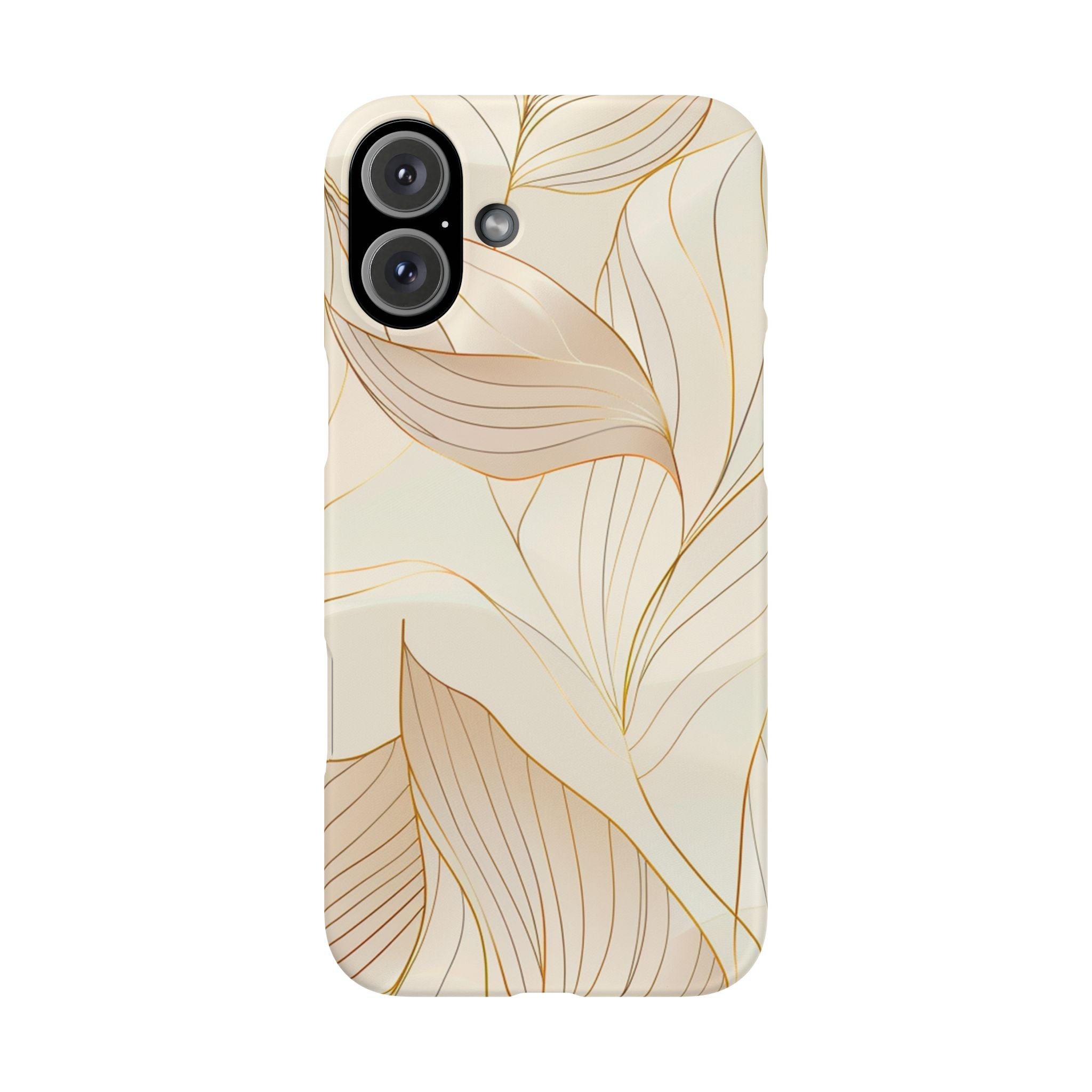 Floral Gold Leaf Phone Case — Elegant Neutral Botanical Snap Case