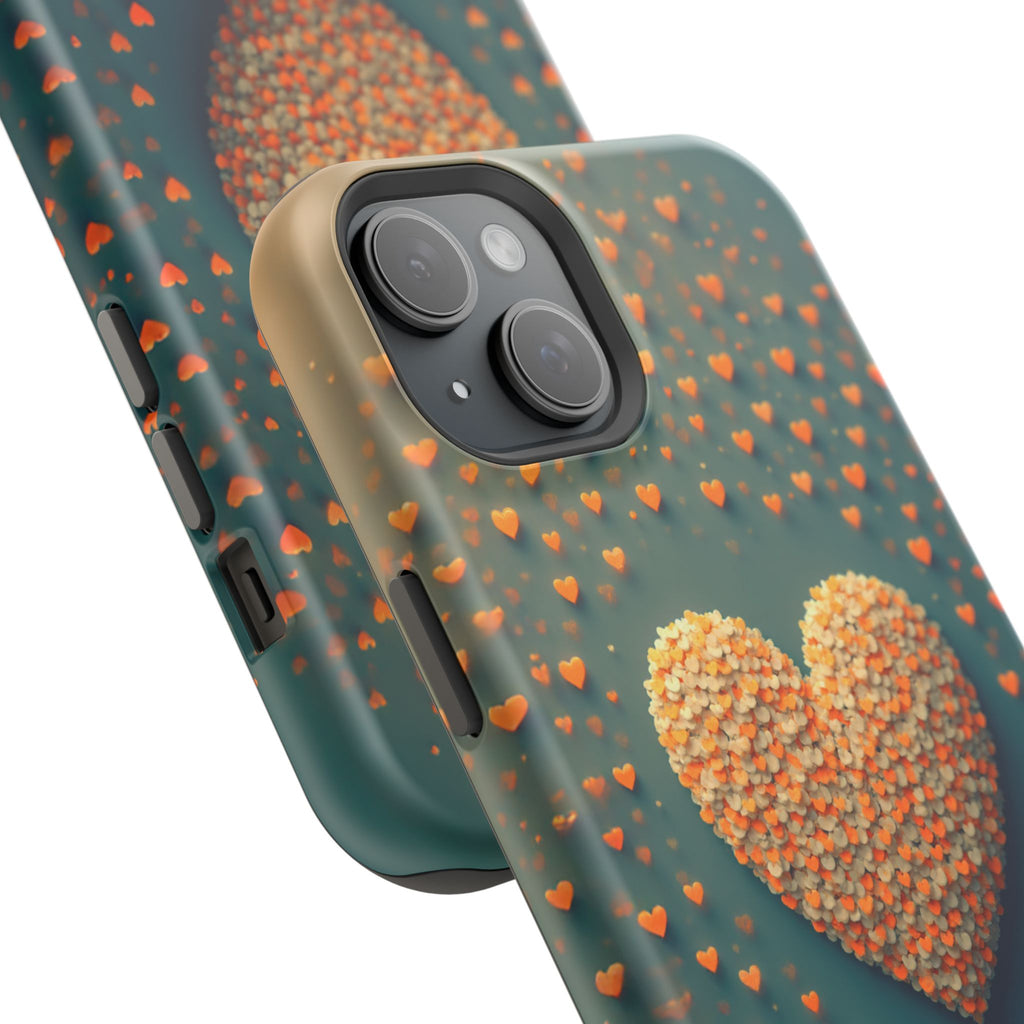 Magnetic Impact-Resistant Phone Case — Textured Heart Confetti Design