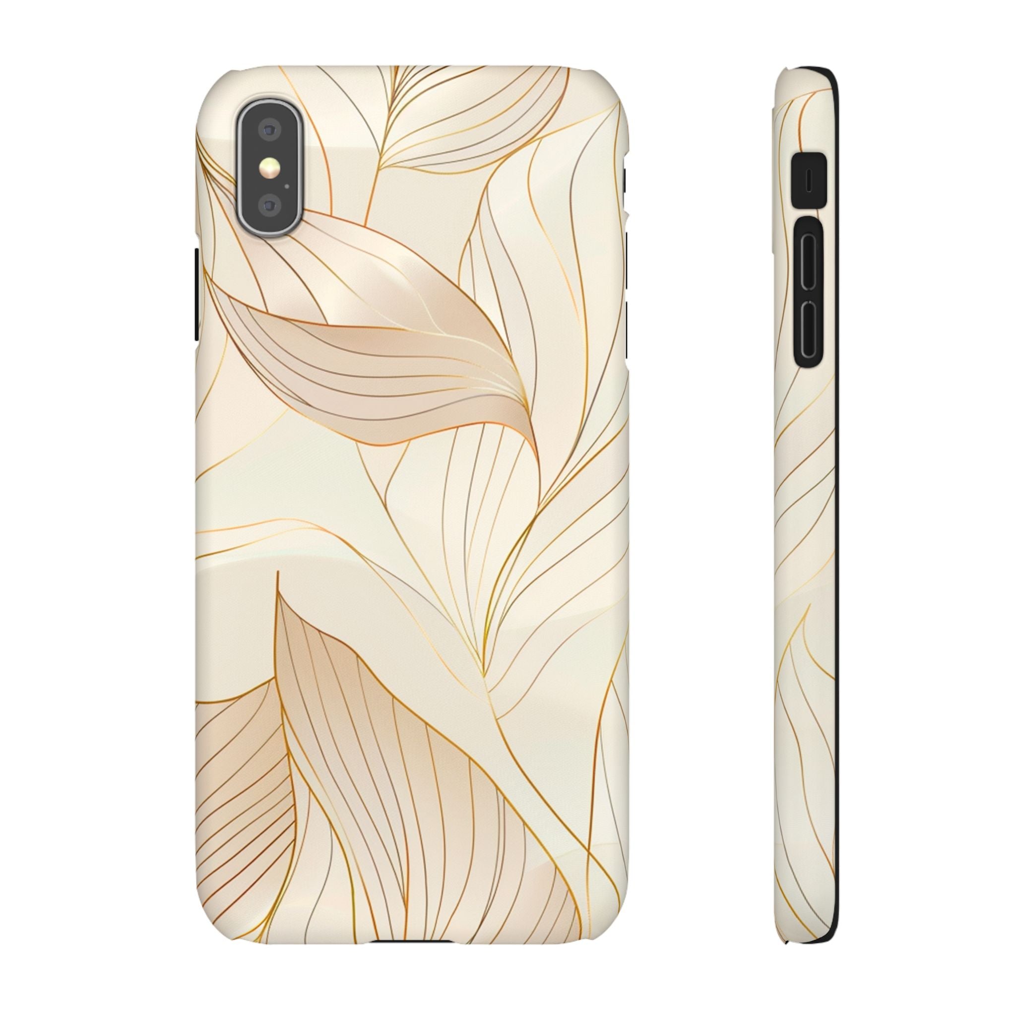Floral Gold Leaf Phone Case — Elegant Neutral Botanical Snap Case
