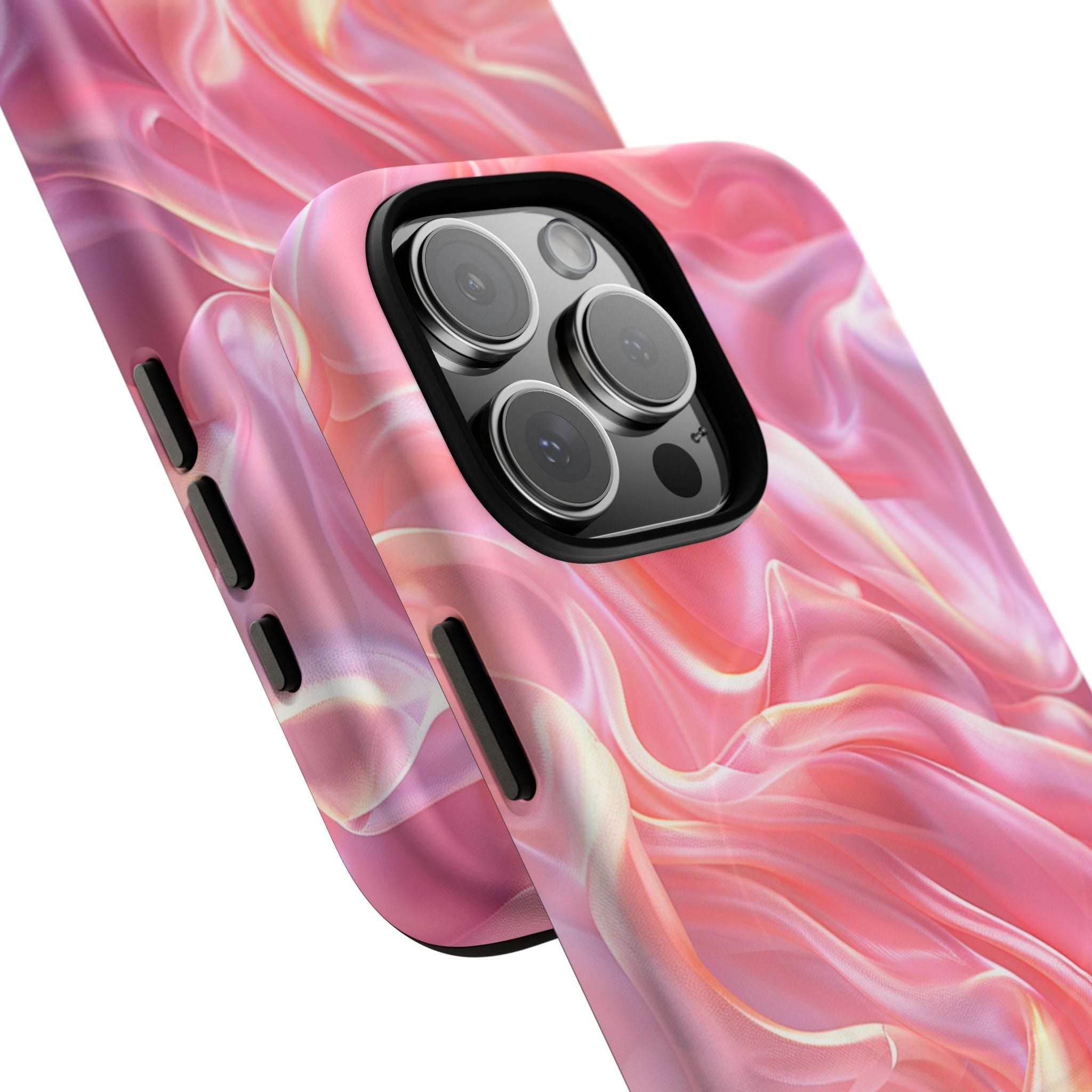 Pink Swirl Tough Magnetic Phone Case — Protective Magnetic iPhone Cover with Iridescent Marble Design