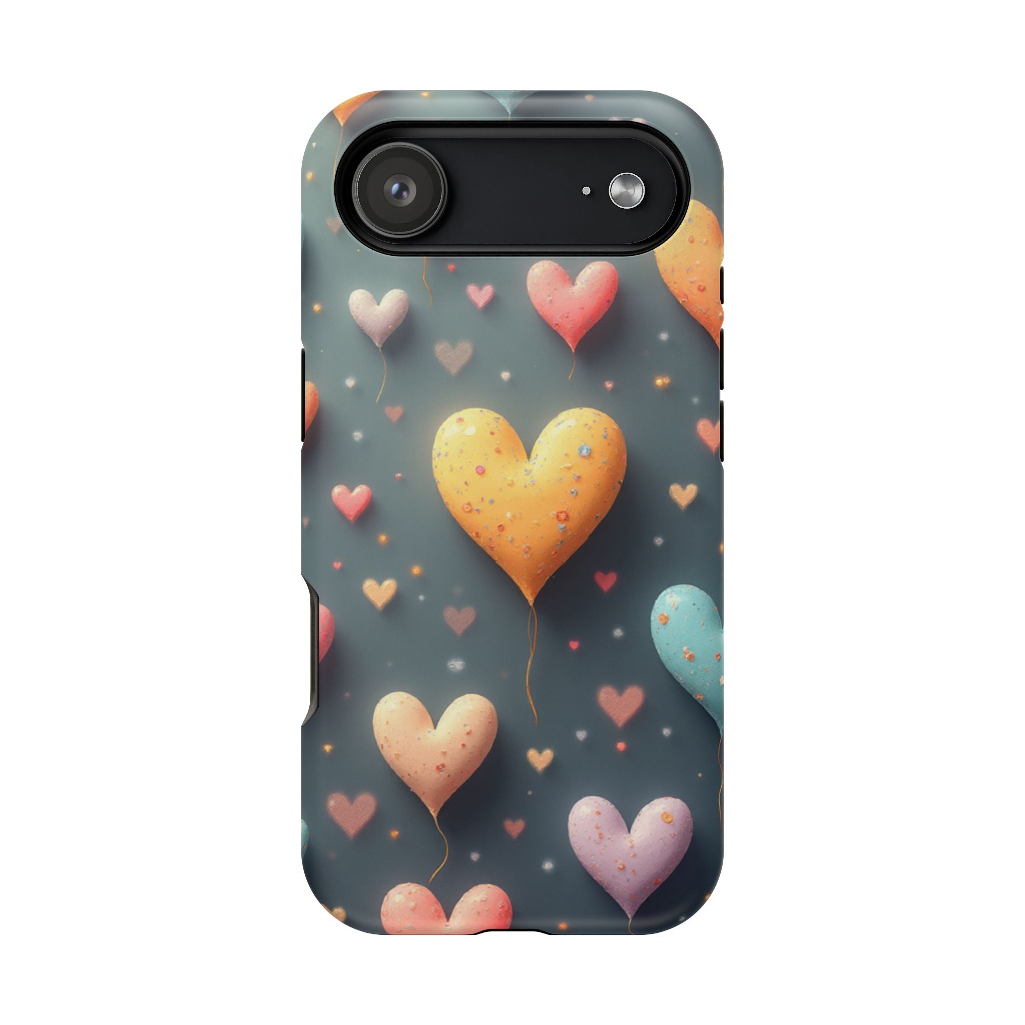 Magnetic Impact-Resistant Phone Case — Colorful Floating Heart Design