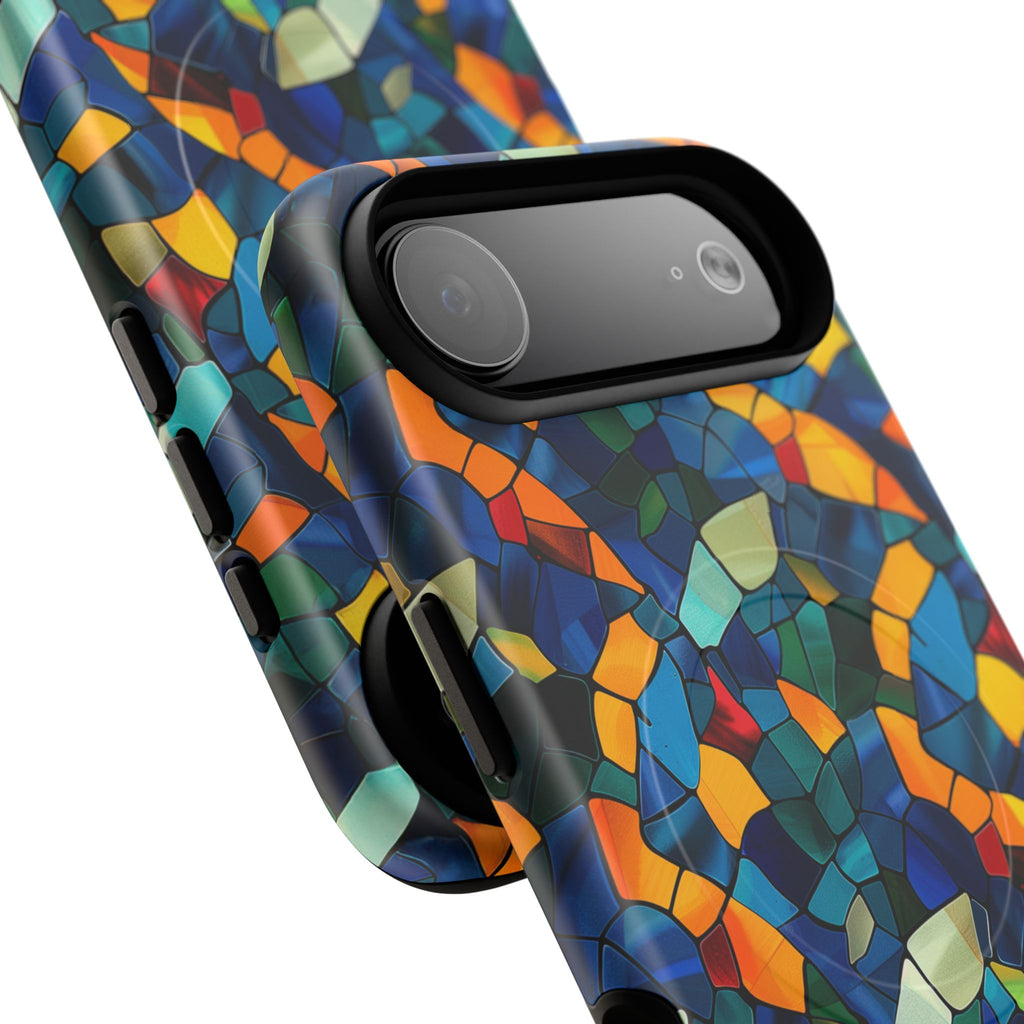 Stained Glass Mosaic Tough Magnetic Phone Case — Vibrant Abstract Protective Cover
