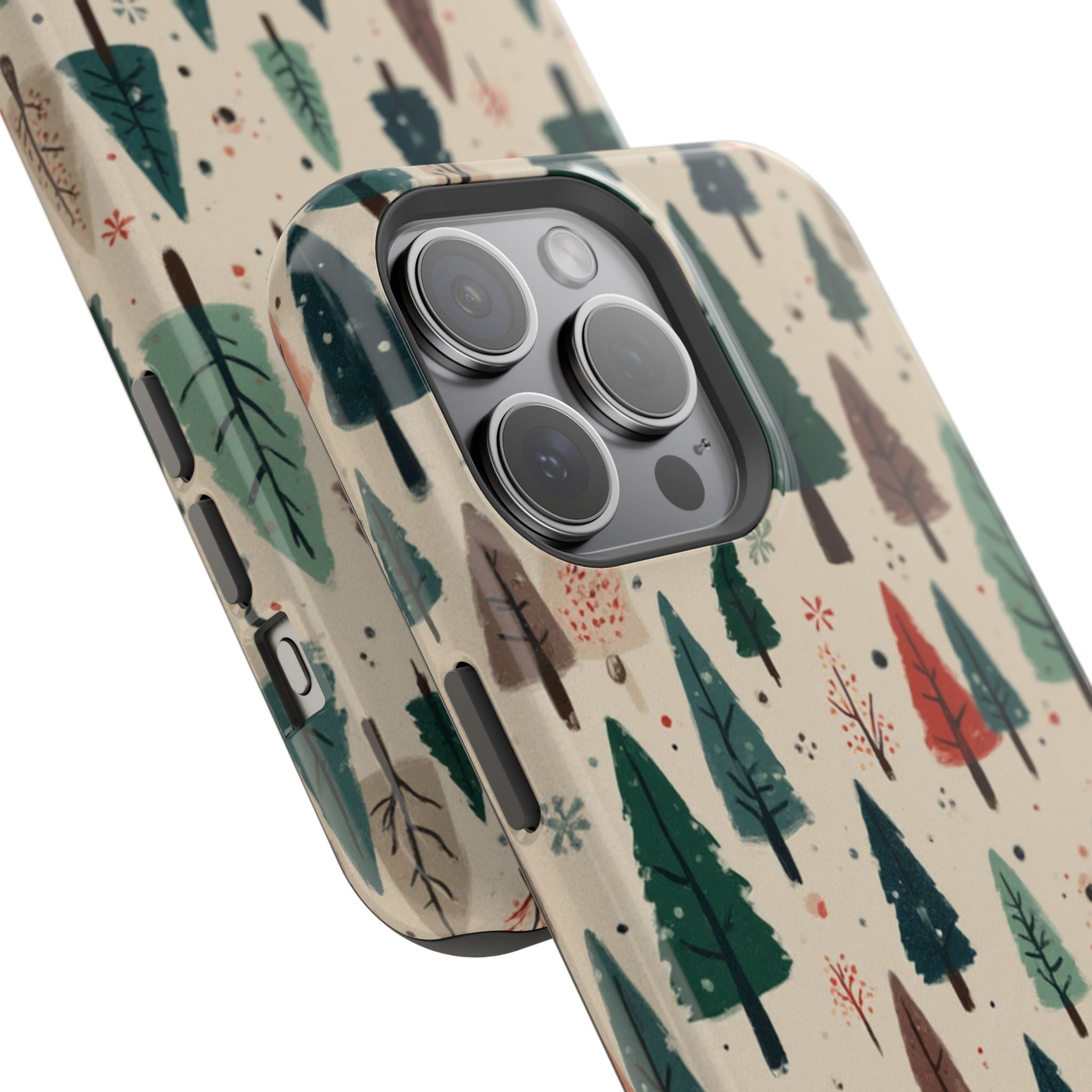 Forest Pattern Magnetic Impact-Resistant Phone Case — Winter Tree Design