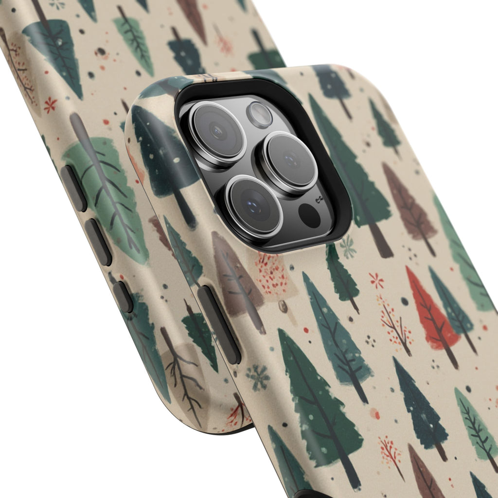 Forest Pattern Magnetic Impact-Resistant Phone Case — Winter Tree Design