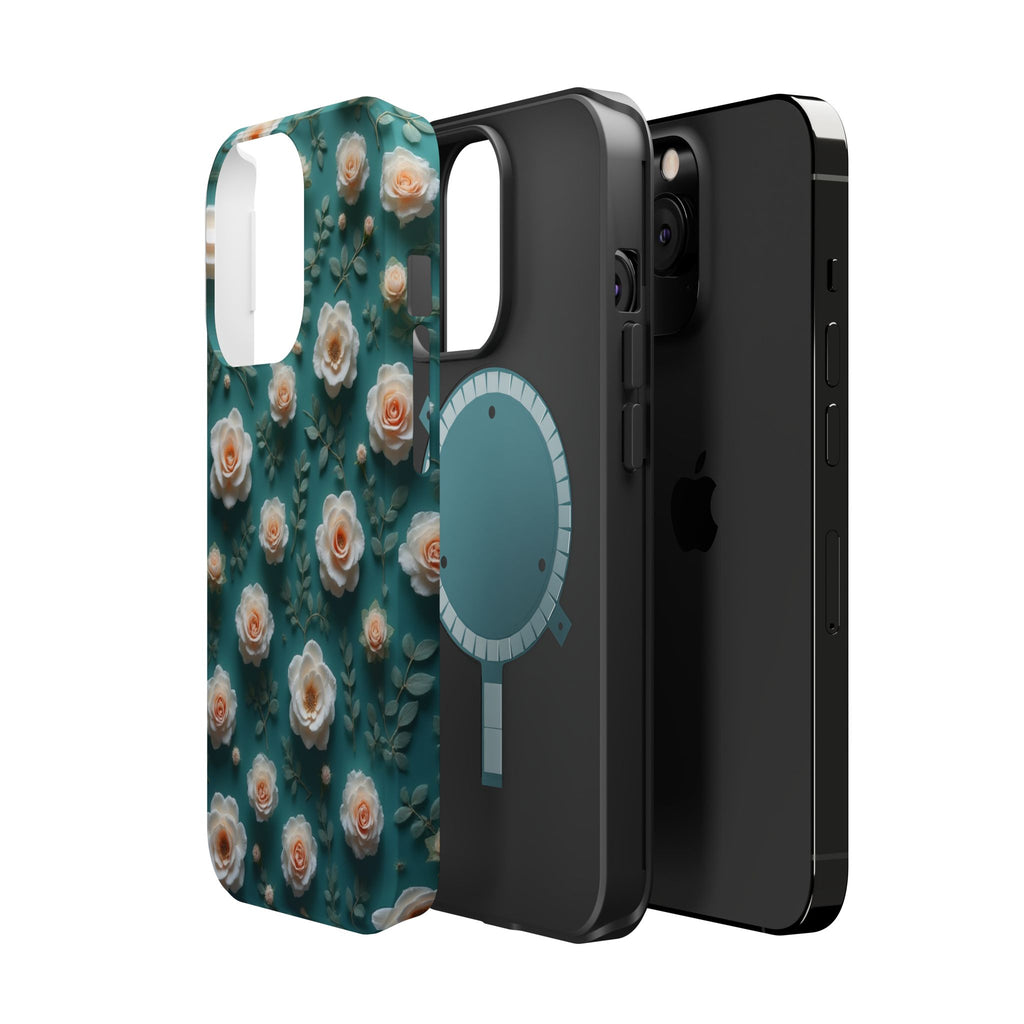 Floral Rose Pattern Magnetic Impact-Resistant Phone Case