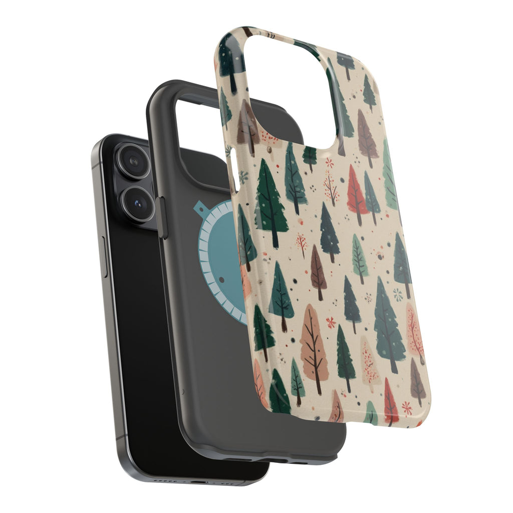 Forest Pattern Magnetic Impact-Resistant Phone Case — Winter Tree Design