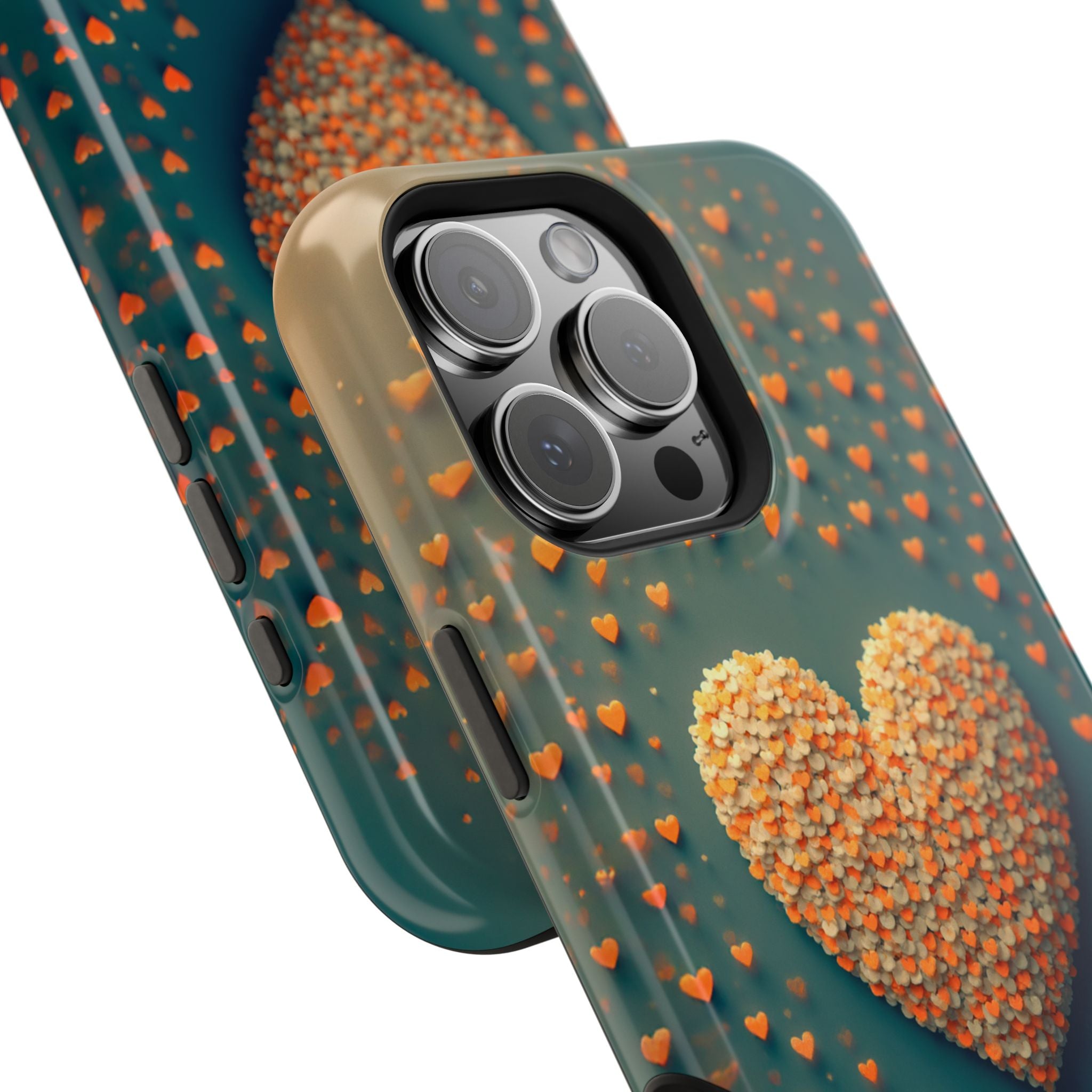 Magnetic Impact-Resistant Phone Case — Textured Heart Confetti Design