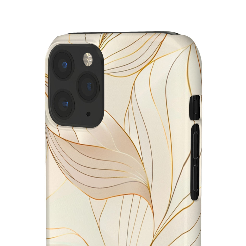 Floral Gold Leaf Phone Case — Elegant Neutral Botanical Snap Case