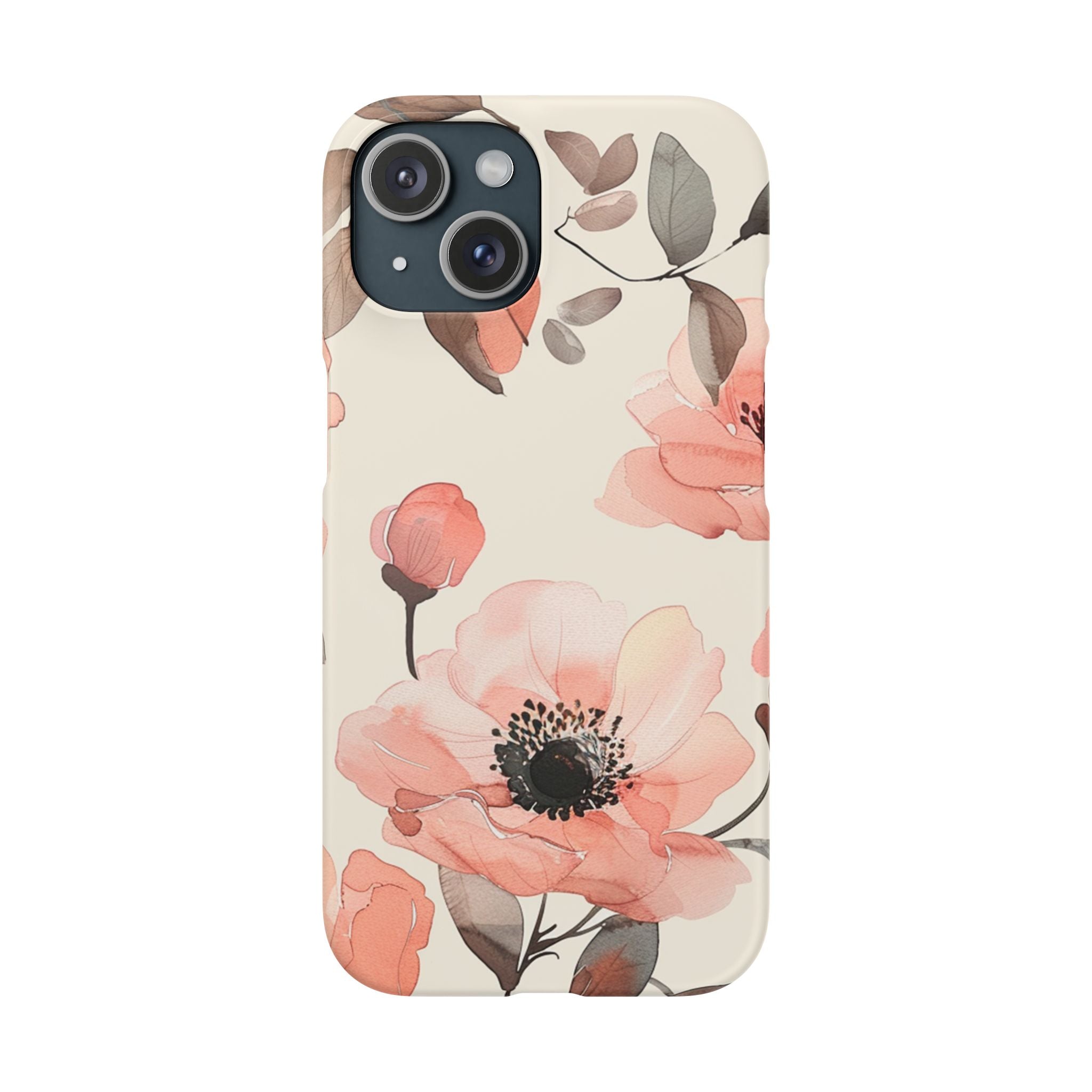 Floral Snap Phone Case — Blush Watercolor Poppies