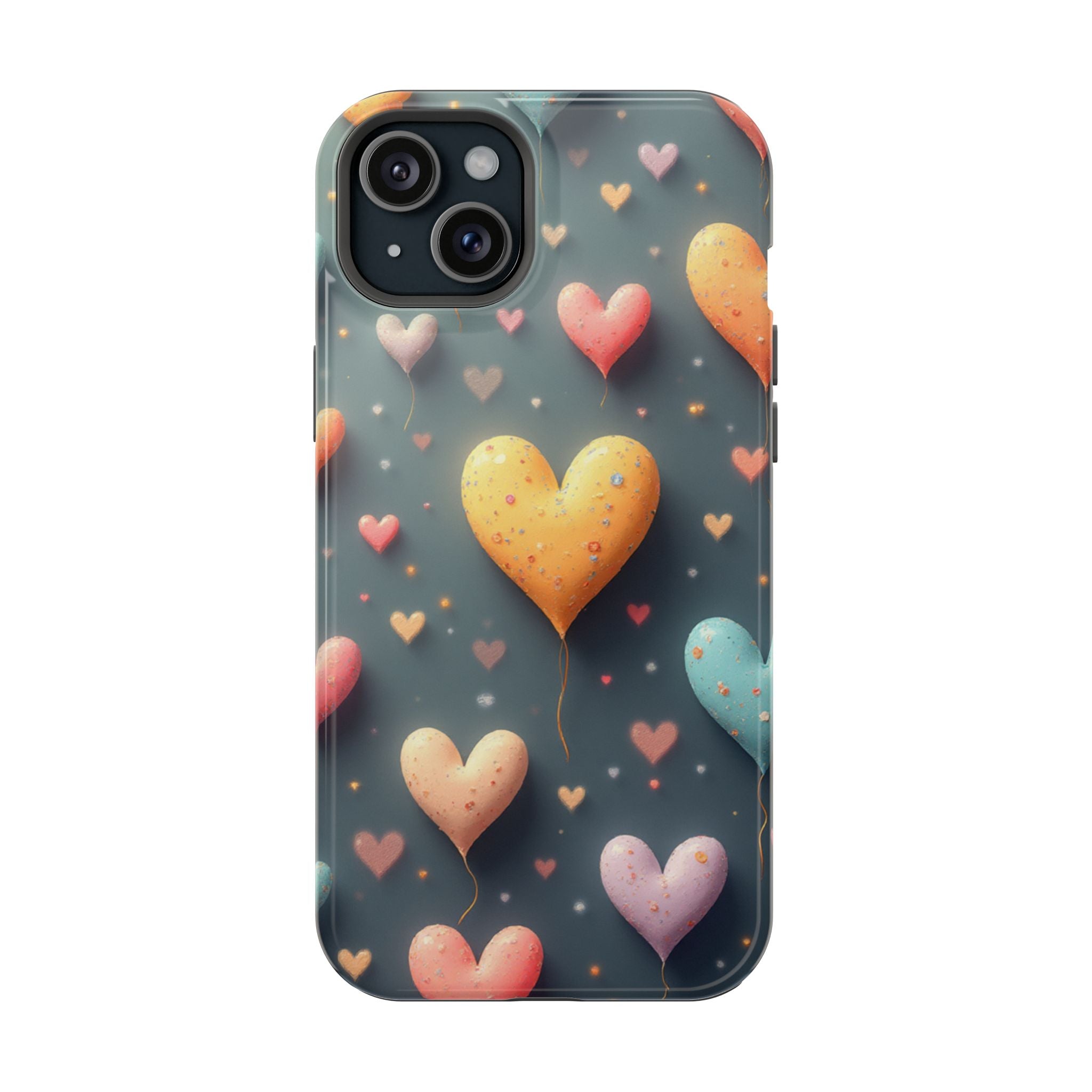 Magnetic Impact-Resistant Phone Case — Colorful Floating Heart Design