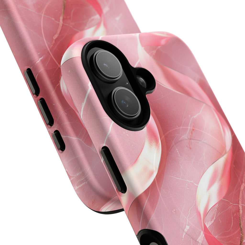 Pink Marble Tough Magnetic Phone Case — Abstract Rose Swirl Magnetic iPhone Cover