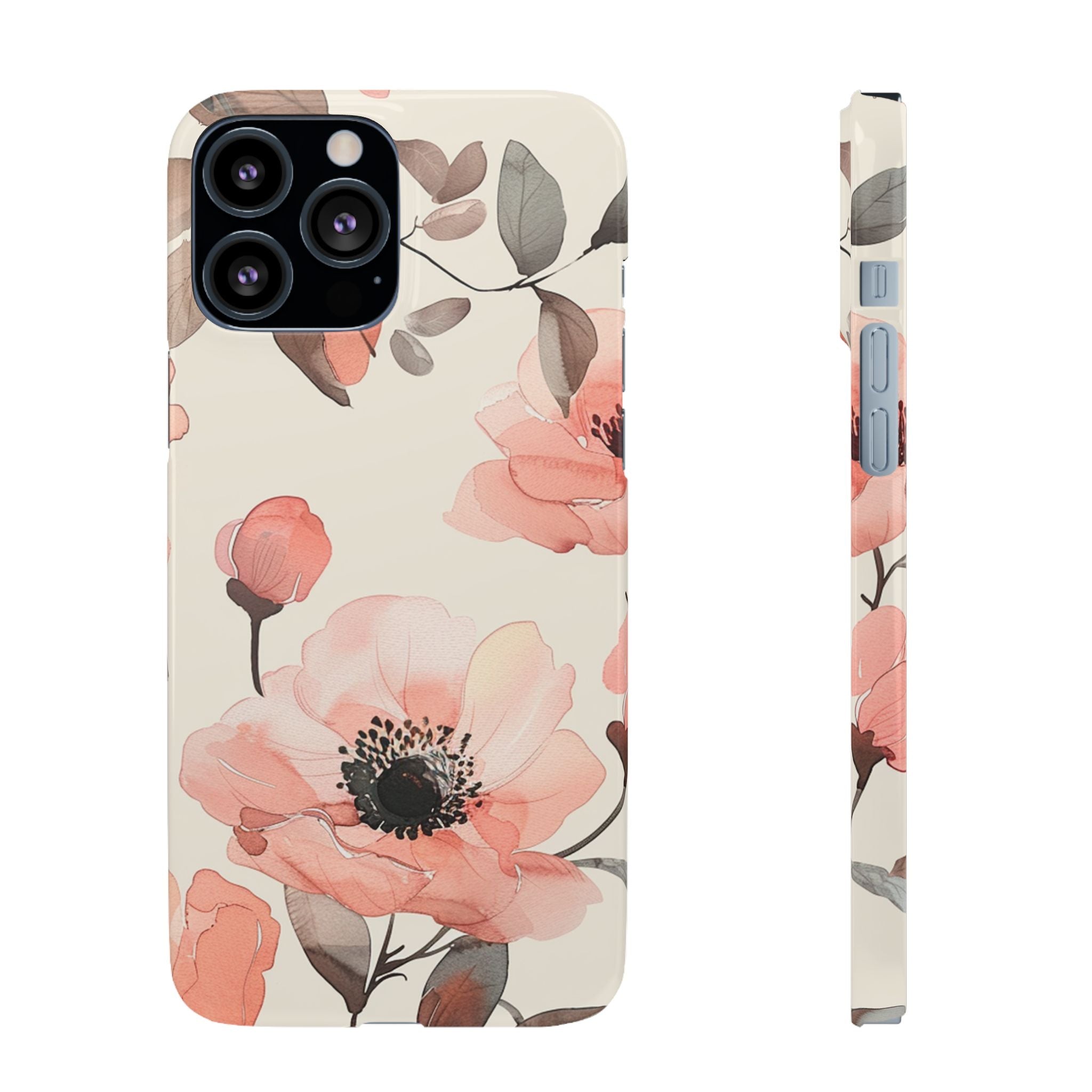 Floral Snap Phone Case — Blush Watercolor Poppies