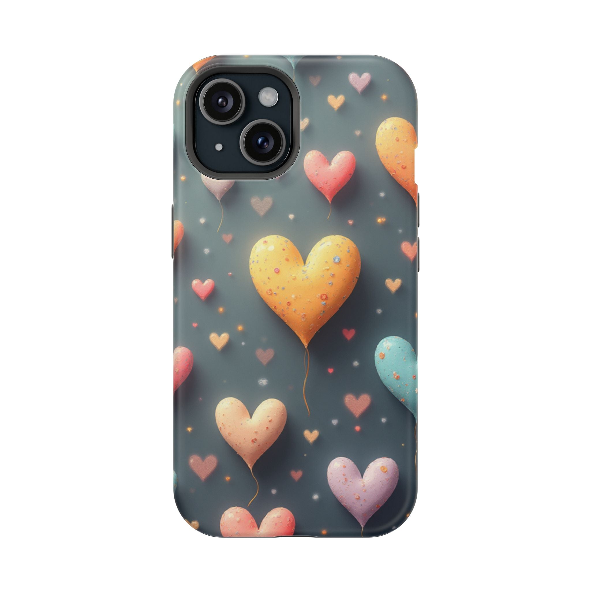 Magnetic Impact-Resistant Phone Case — Colorful Floating Heart Design