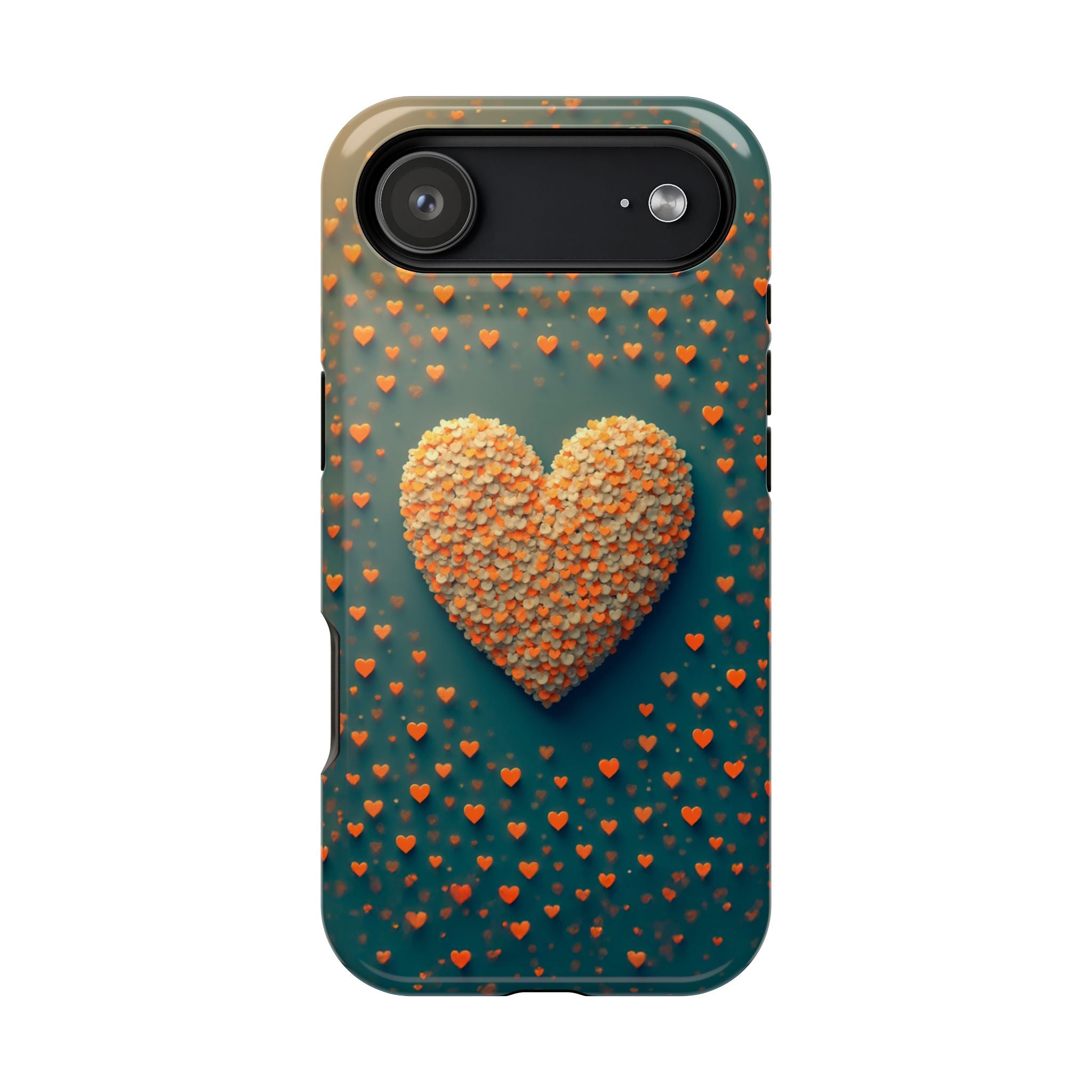 Magnetic Impact-Resistant Phone Case — Textured Heart Confetti Design