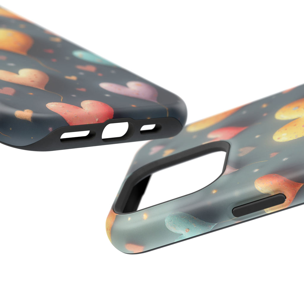 Magnetic Impact-Resistant Phone Case — Colorful Floating Heart Design