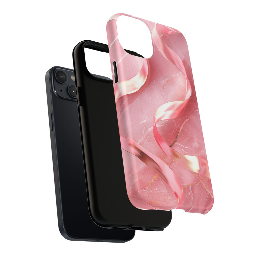 Pink Marble Tough Magnetic Phone Case — Abstract Rose Swirl Magnetic iPhone Cover