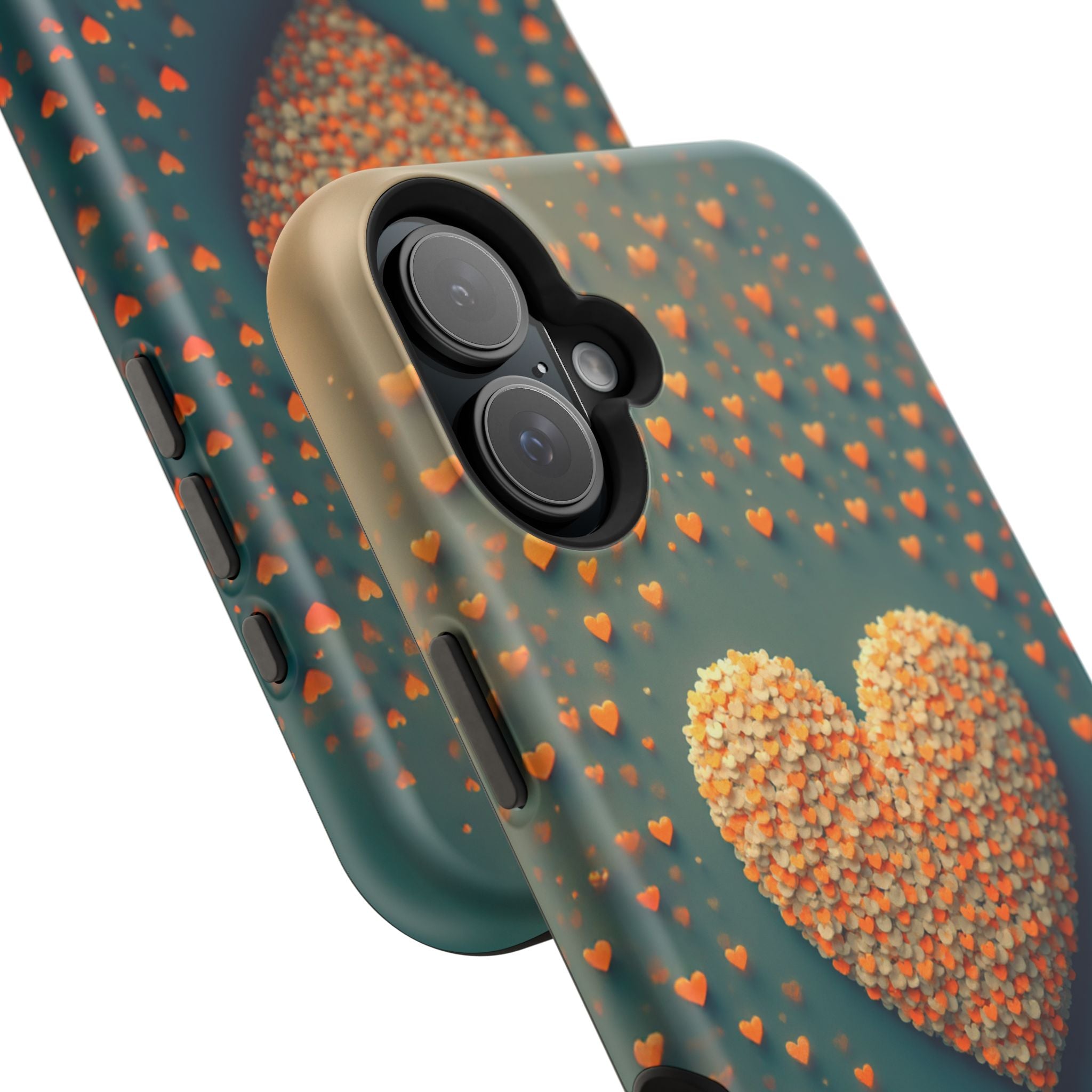 Magnetic Impact-Resistant Phone Case — Textured Heart Confetti Design