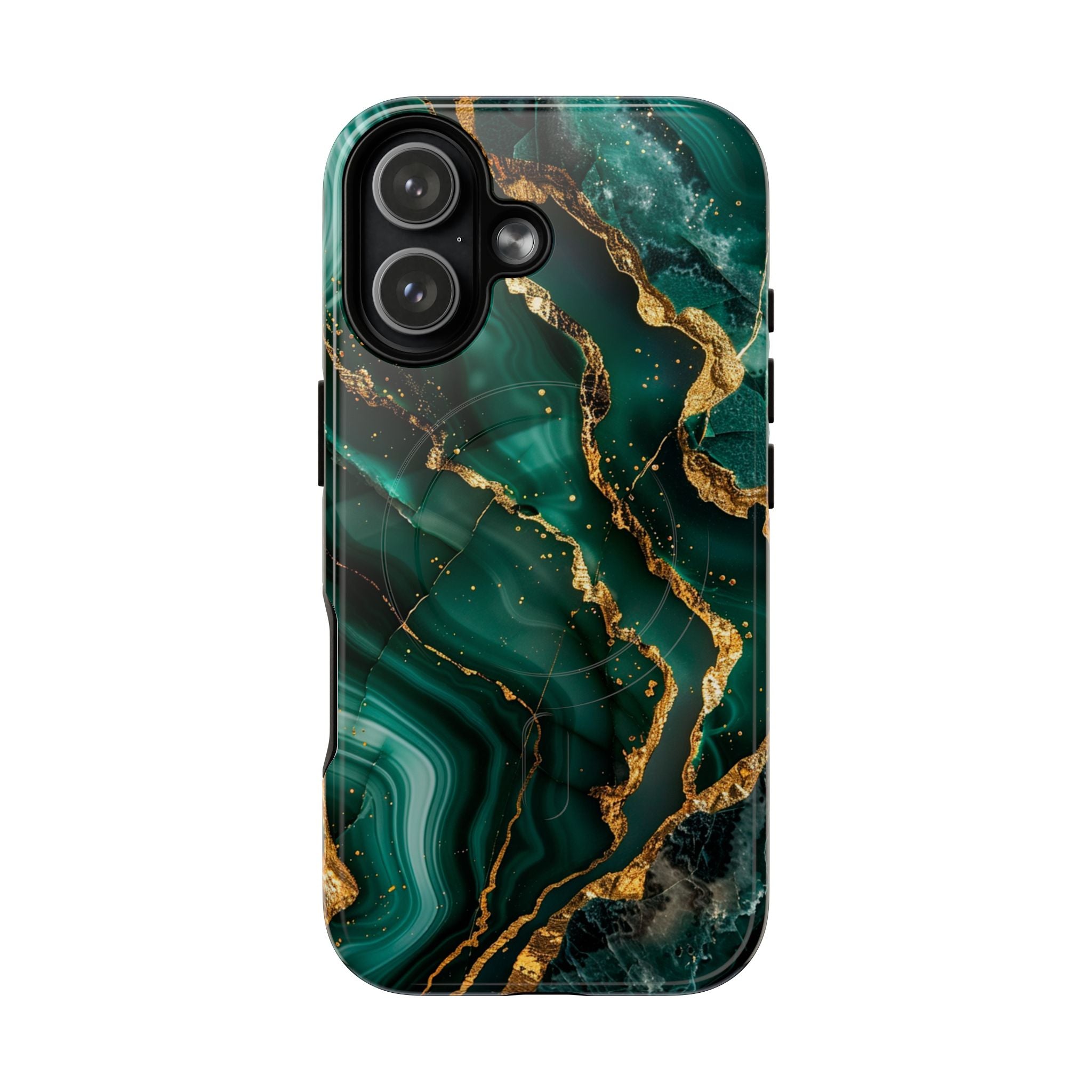 Green Marble Magnetic Phone Case — Emerald & Gold Abstract Tough Case