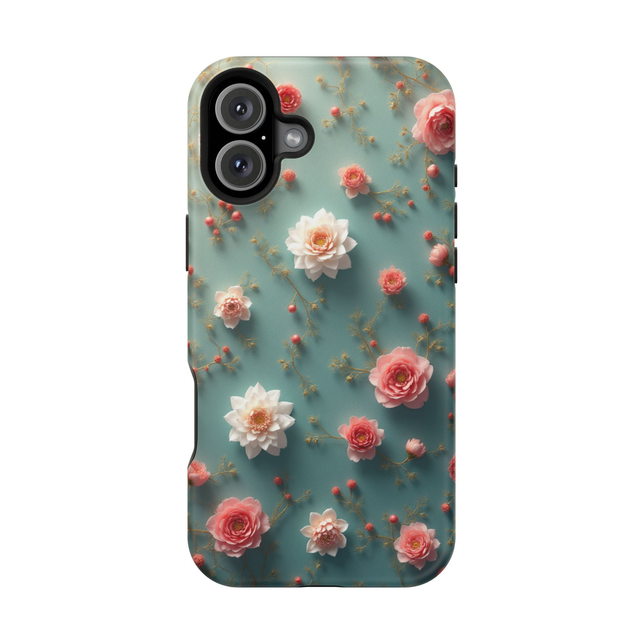 Floral Rose Pattern Magnetic Impact-Resistant Phone Case