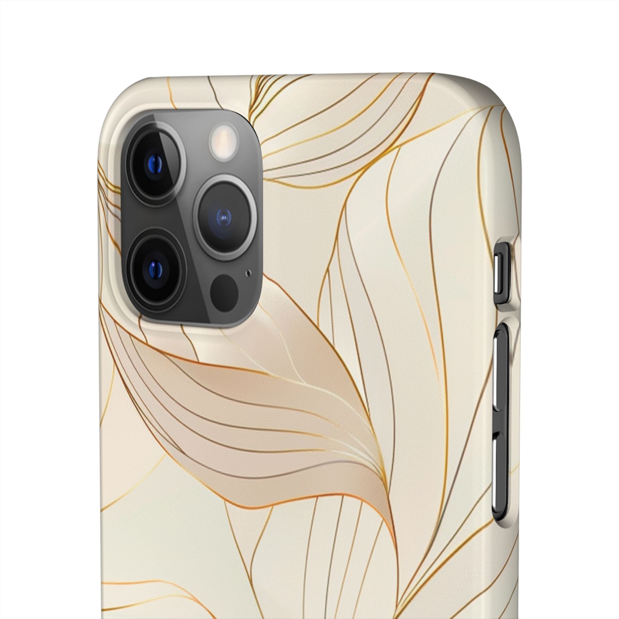 Floral Gold Leaf Phone Case — Elegant Neutral Botanical Snap Case