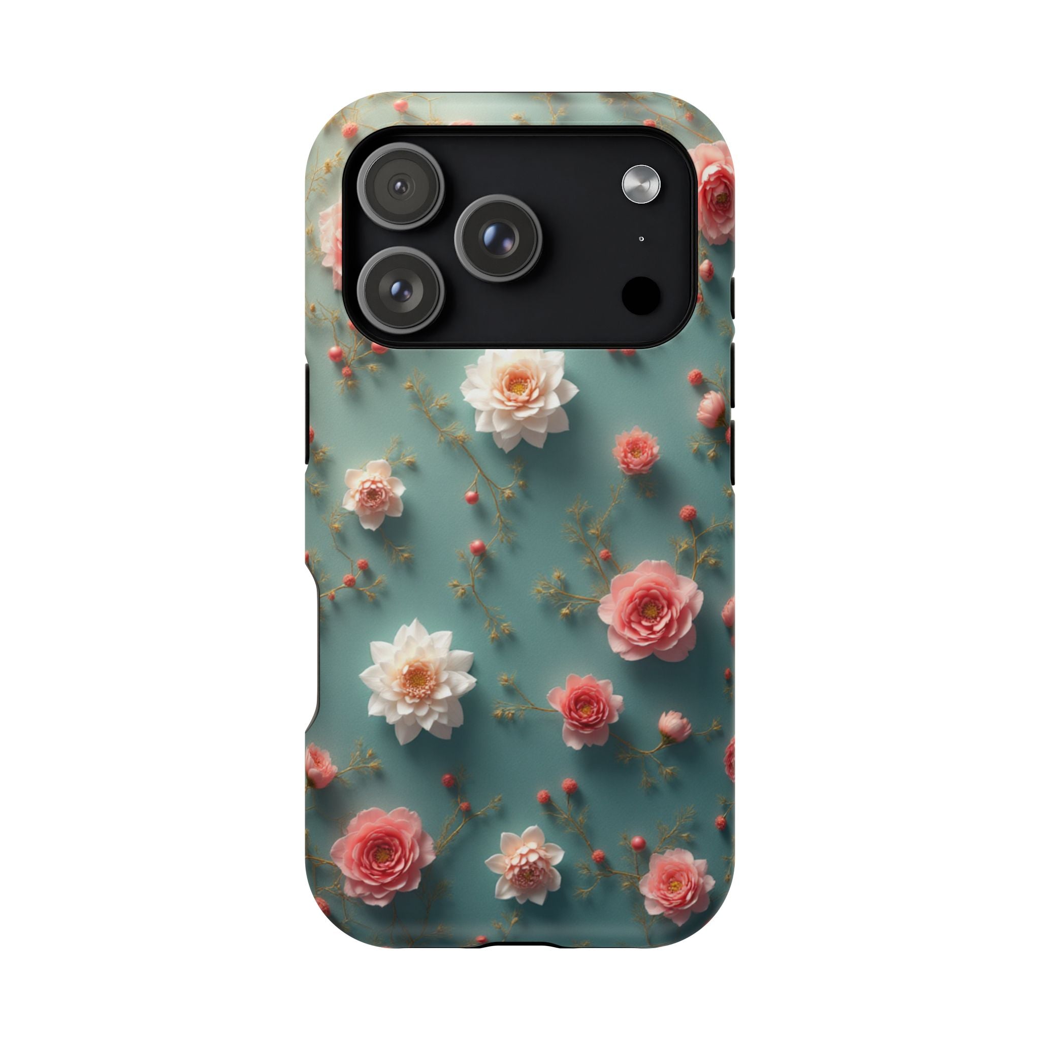 Floral Rose Pattern Magnetic Impact-Resistant Phone Case