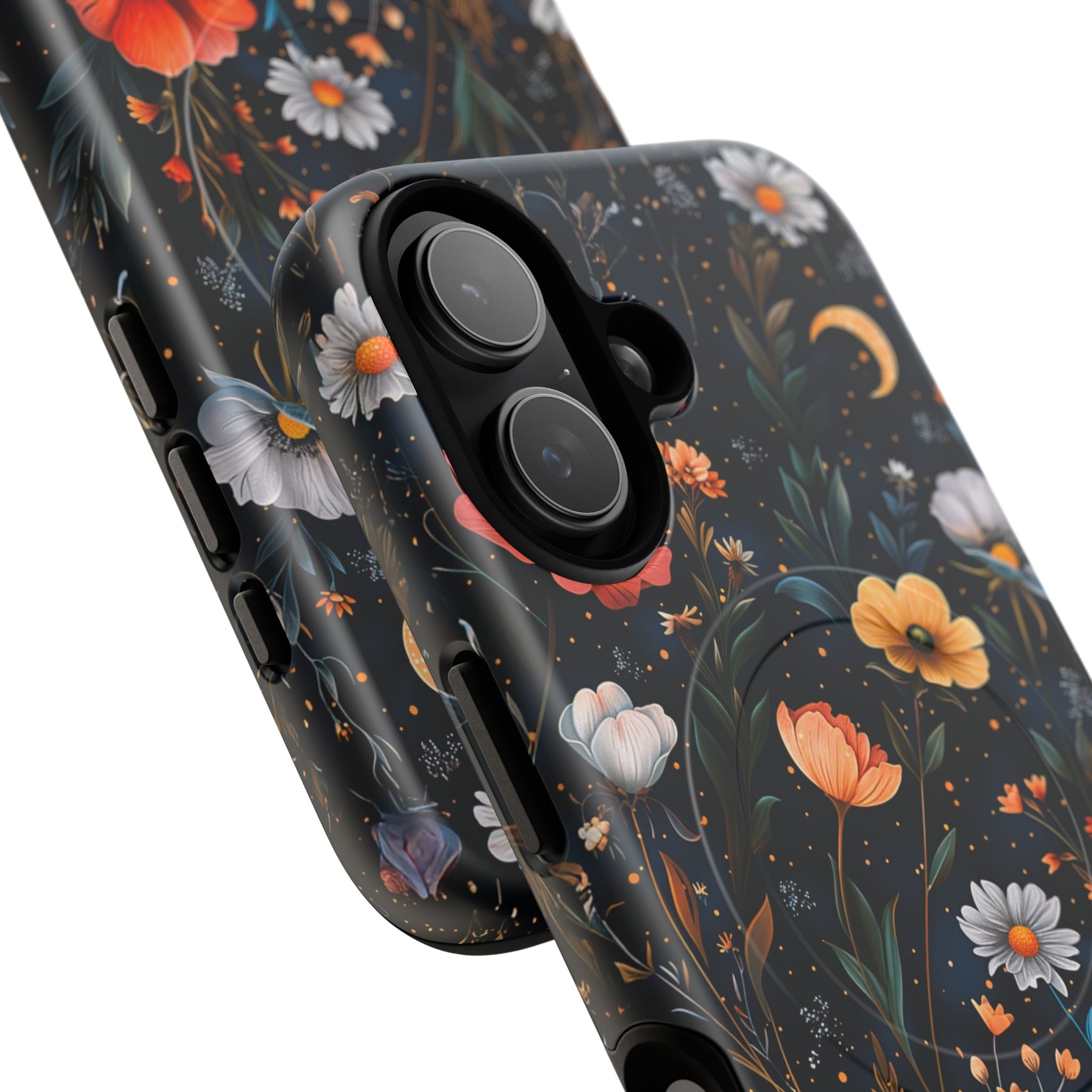 Magnetic Tough Case — Dark Floral Meadow with Moon & Daisies