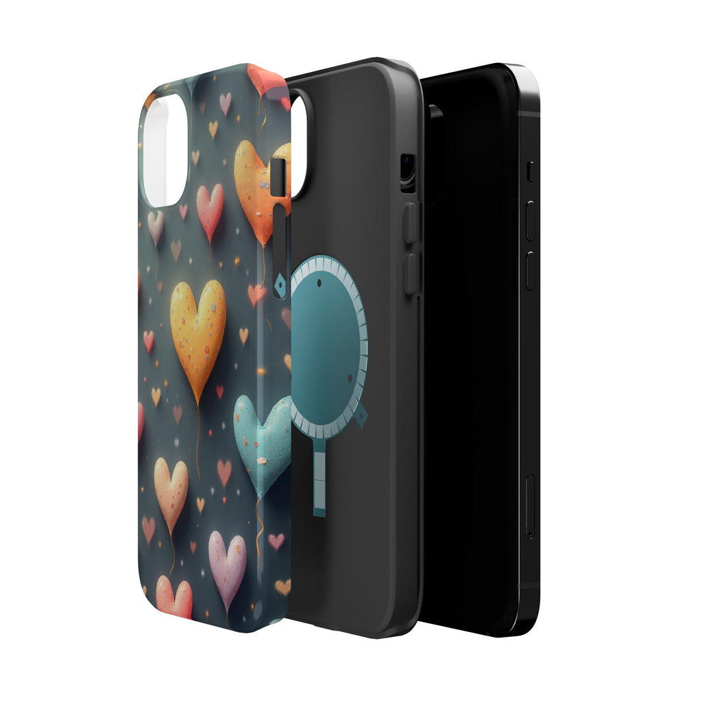 Magnetic Impact-Resistant Phone Case — Colorful Floating Heart Design