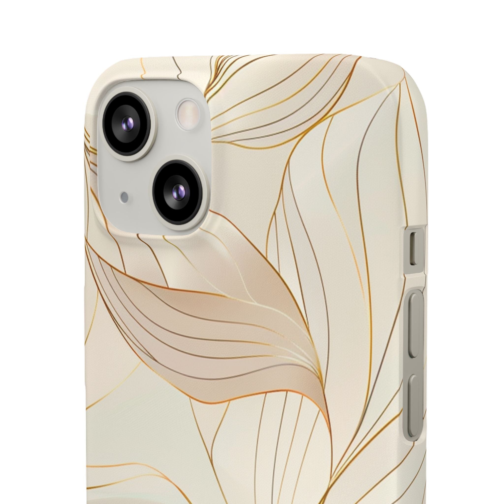 Floral Gold Leaf Phone Case — Elegant Neutral Botanical Snap Case