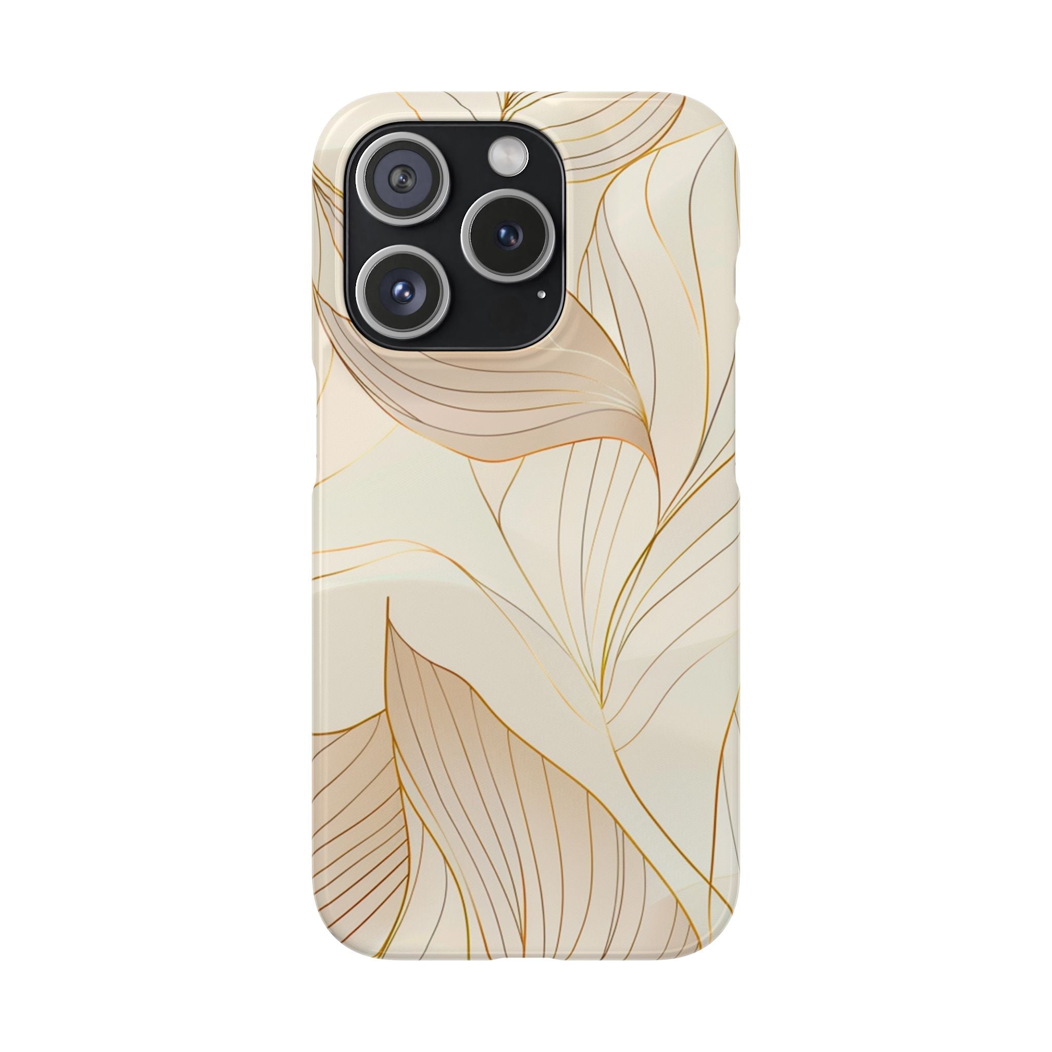 Floral Gold Leaf Phone Case — Elegant Neutral Botanical Snap Case