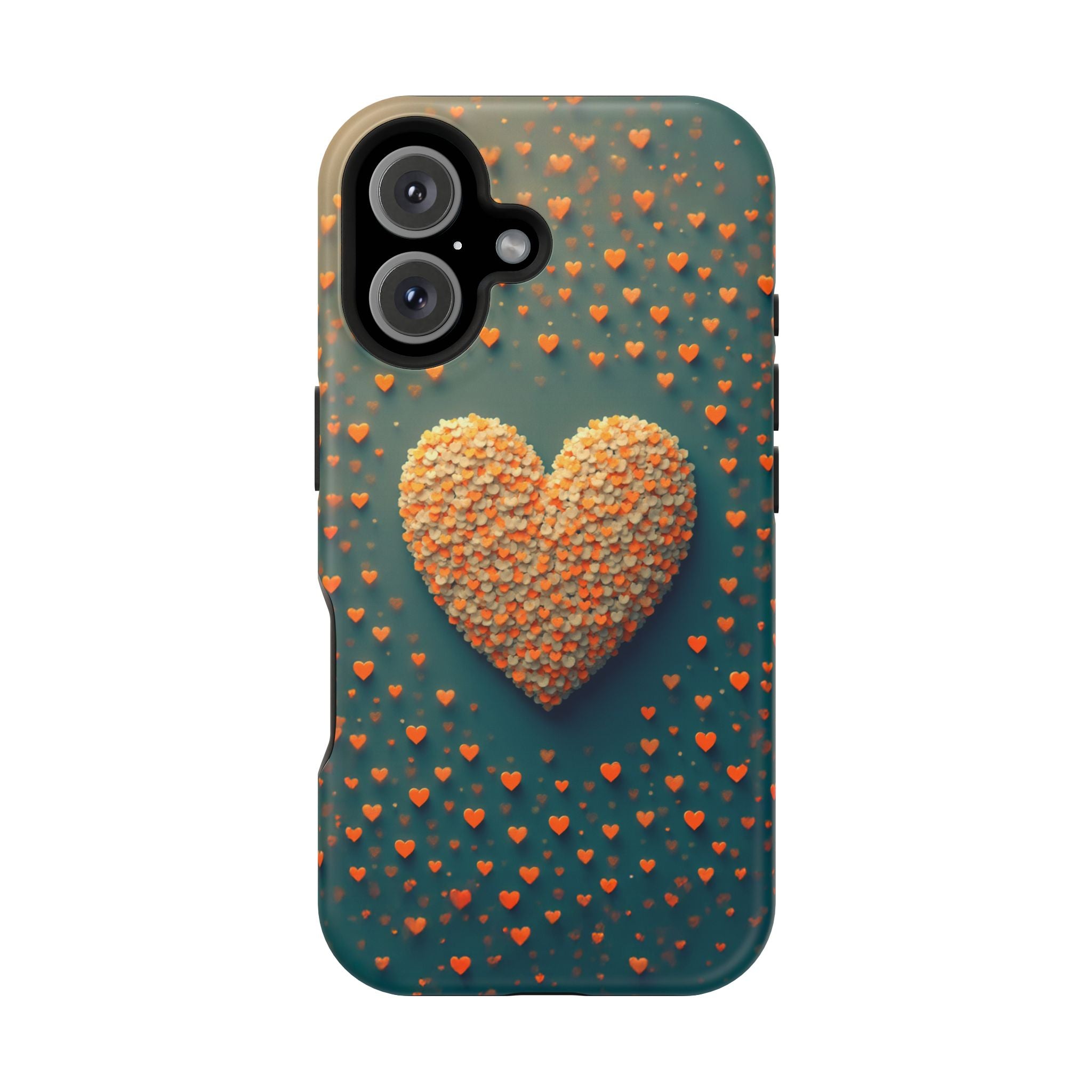 Magnetic Impact-Resistant Phone Case — Textured Heart Confetti Design
