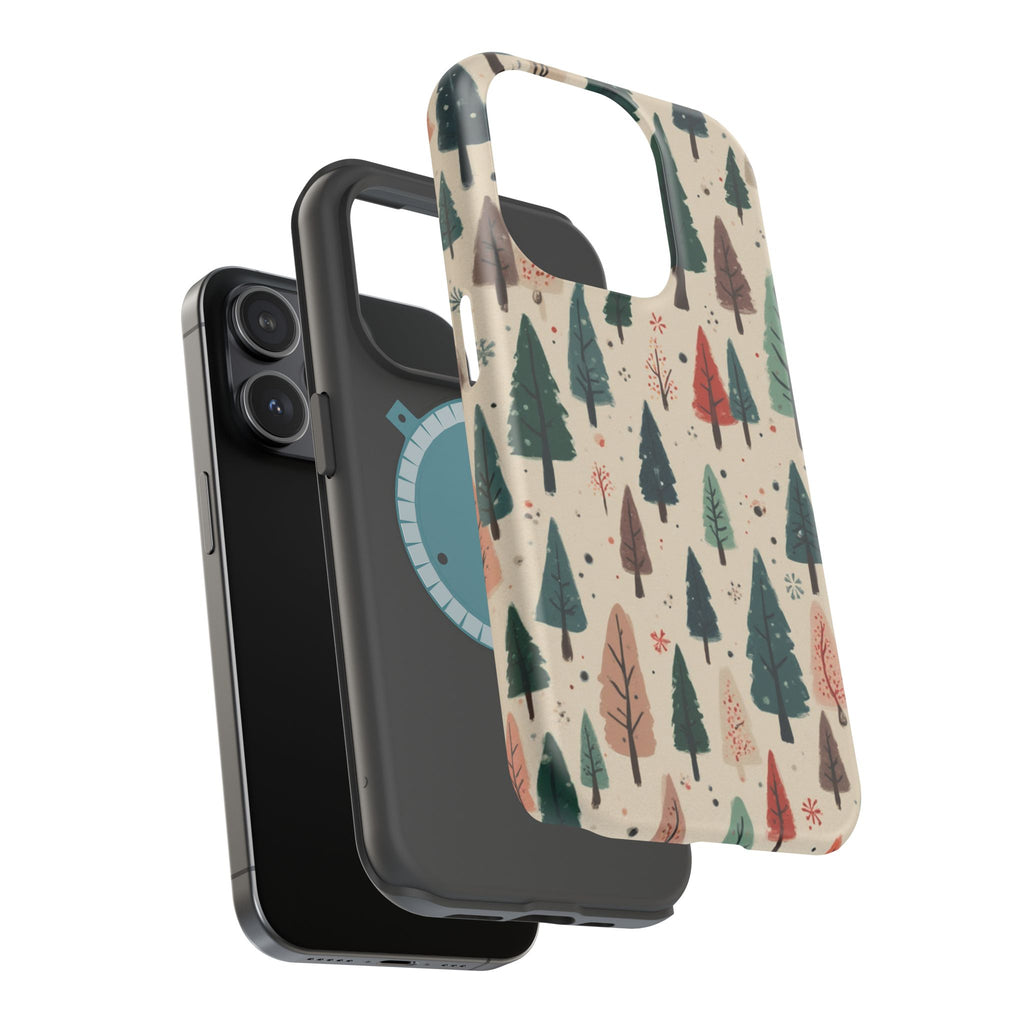 Forest Pattern Magnetic Impact-Resistant Phone Case — Winter Tree Design
