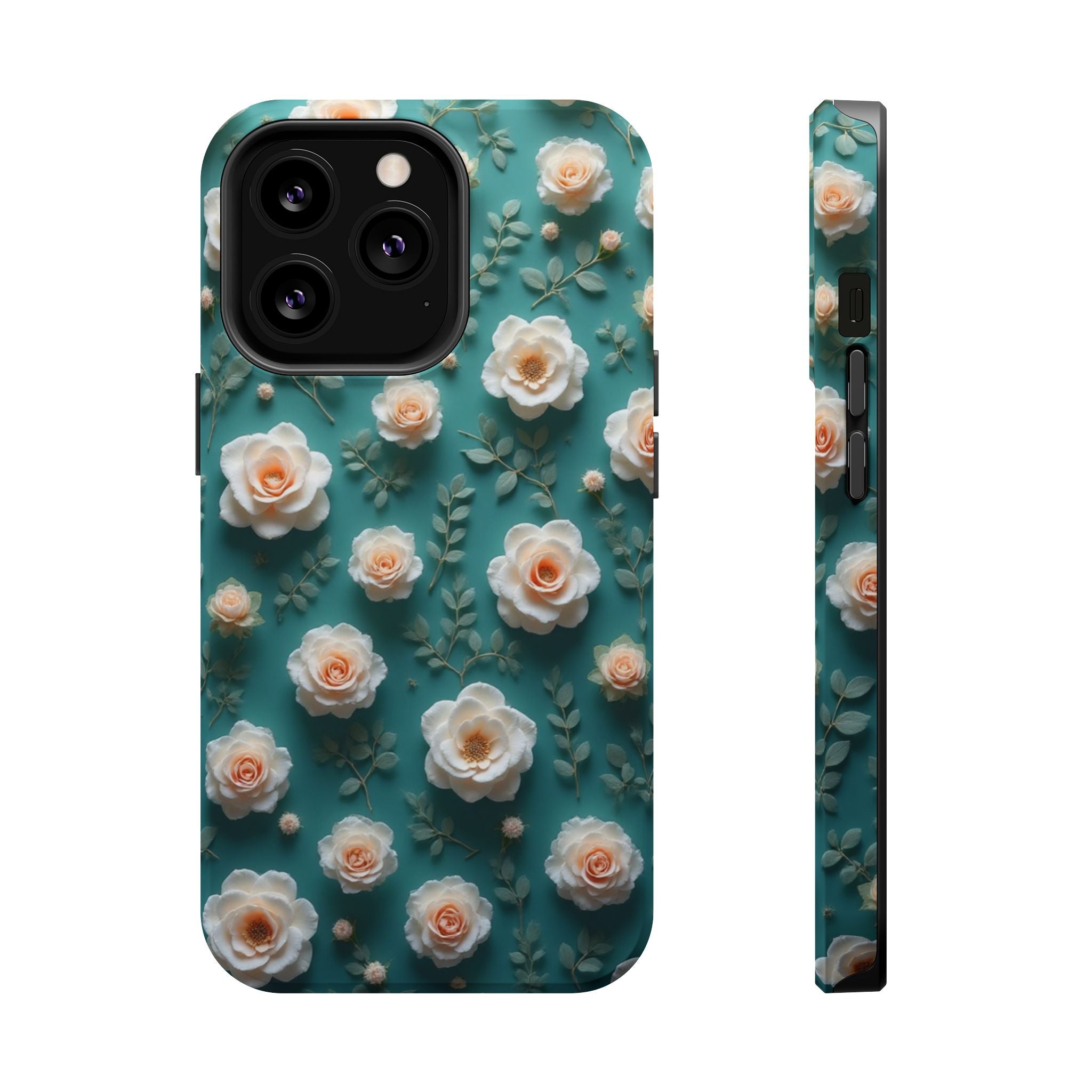 Floral Rose Pattern Magnetic Impact-Resistant Phone Case