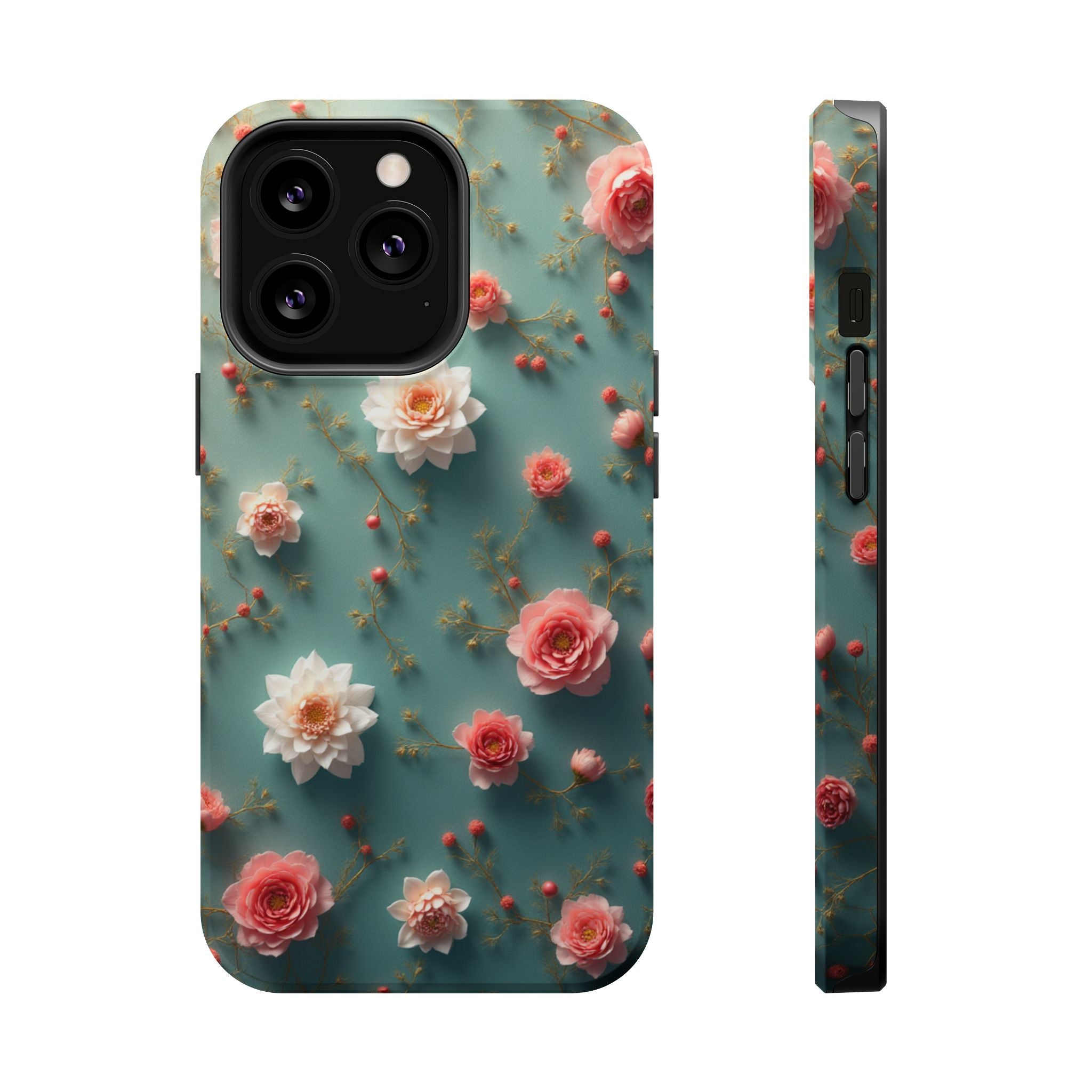 Floral Rose Pattern Magnetic Impact-Resistant Phone Case