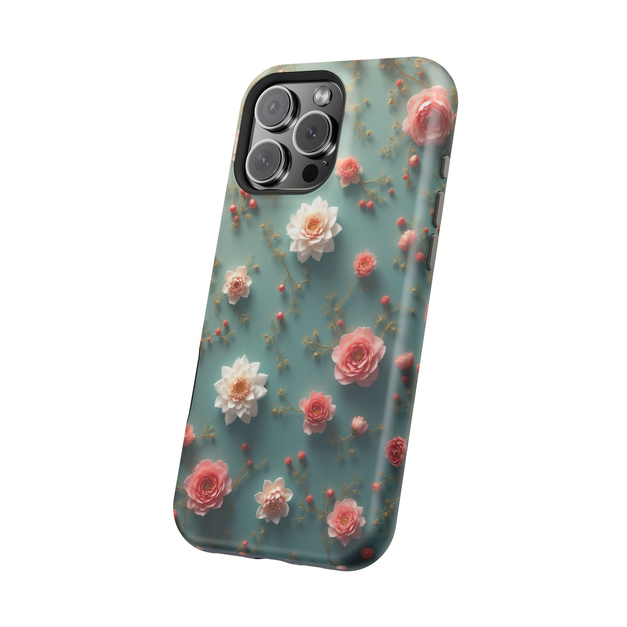 Floral Rose Pattern Magnetic Impact-Resistant Phone Case