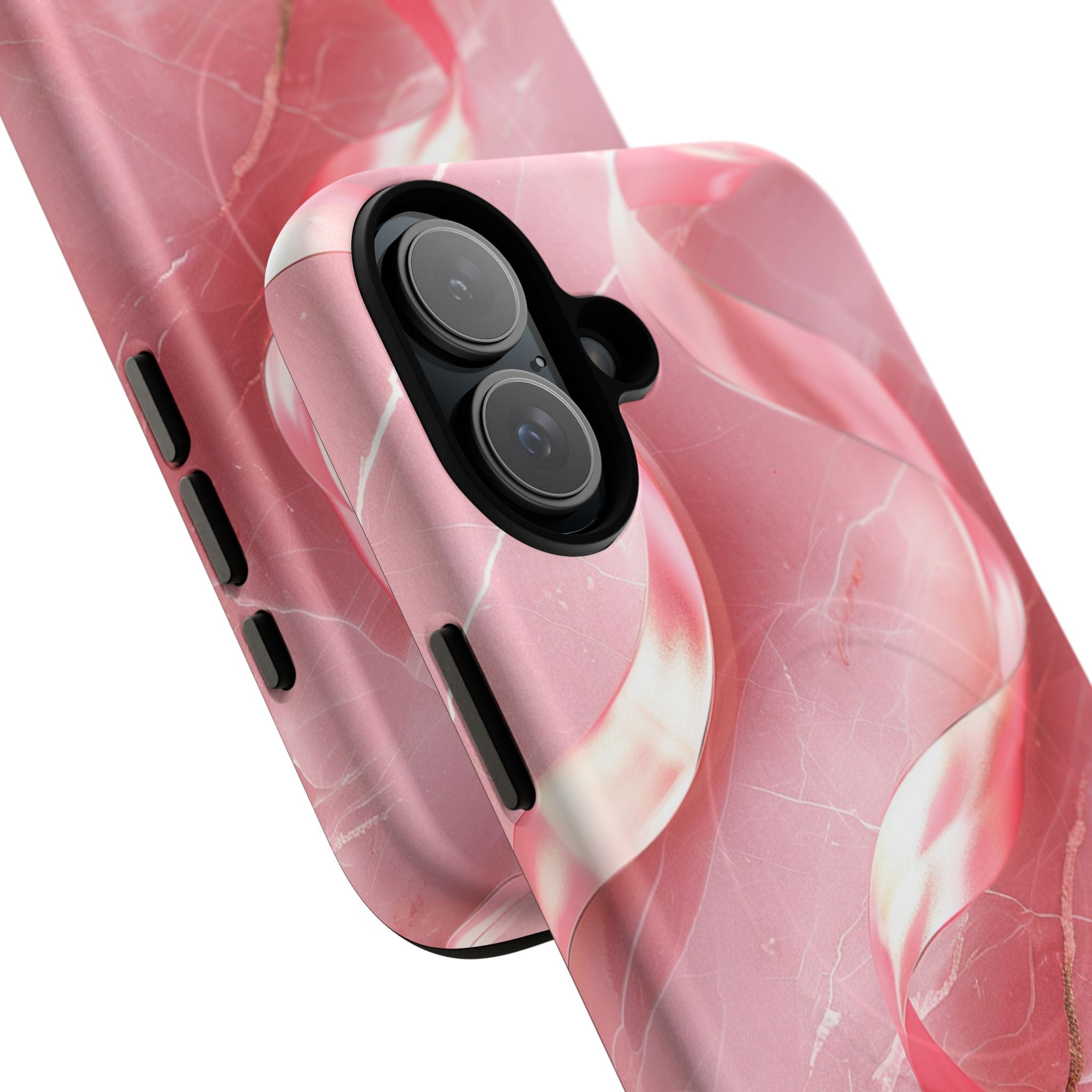 Pink Marble Tough Magnetic Phone Case — Abstract Rose Swirl Magnetic iPhone Cover