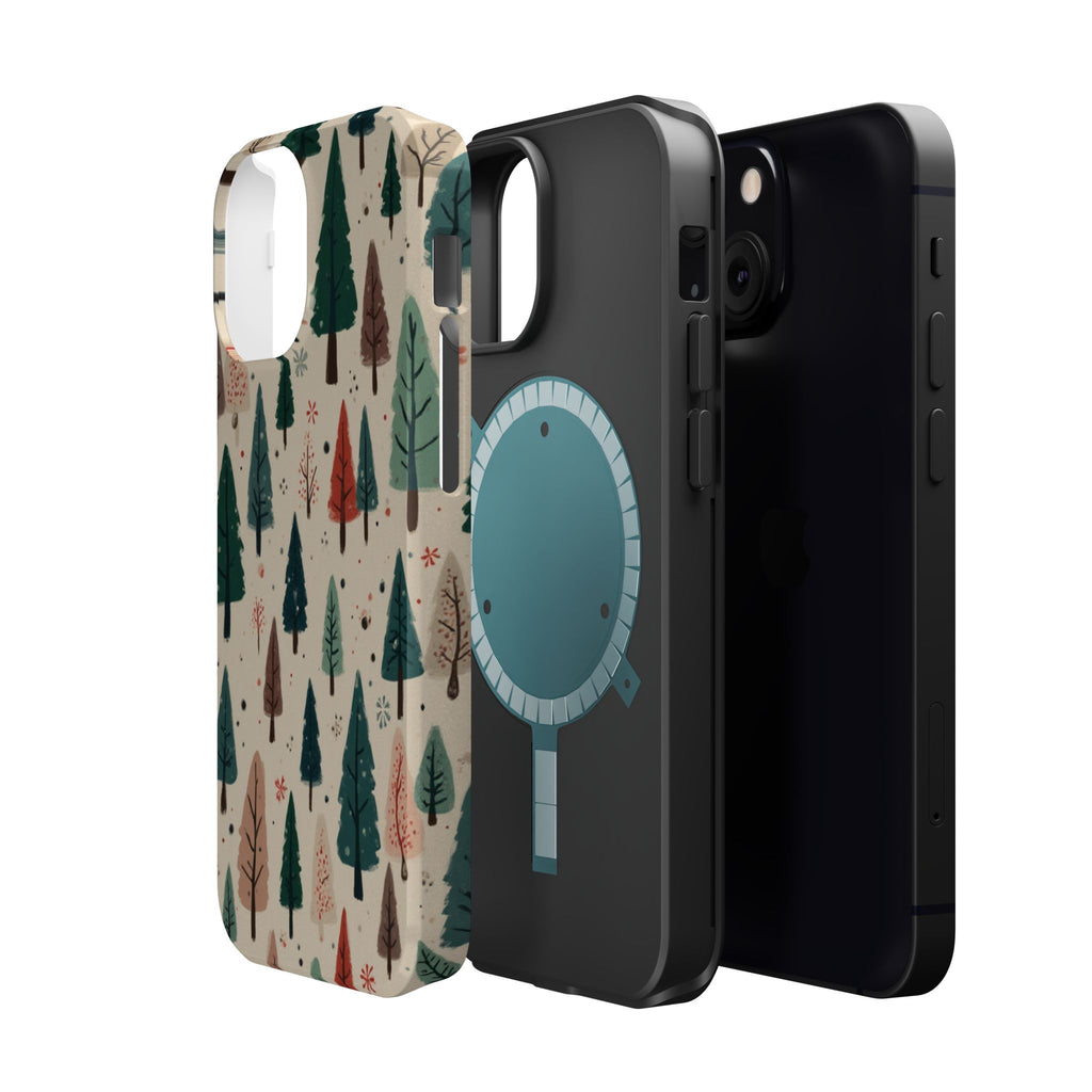 Forest Pattern Magnetic Impact-Resistant Phone Case — Winter Tree Design