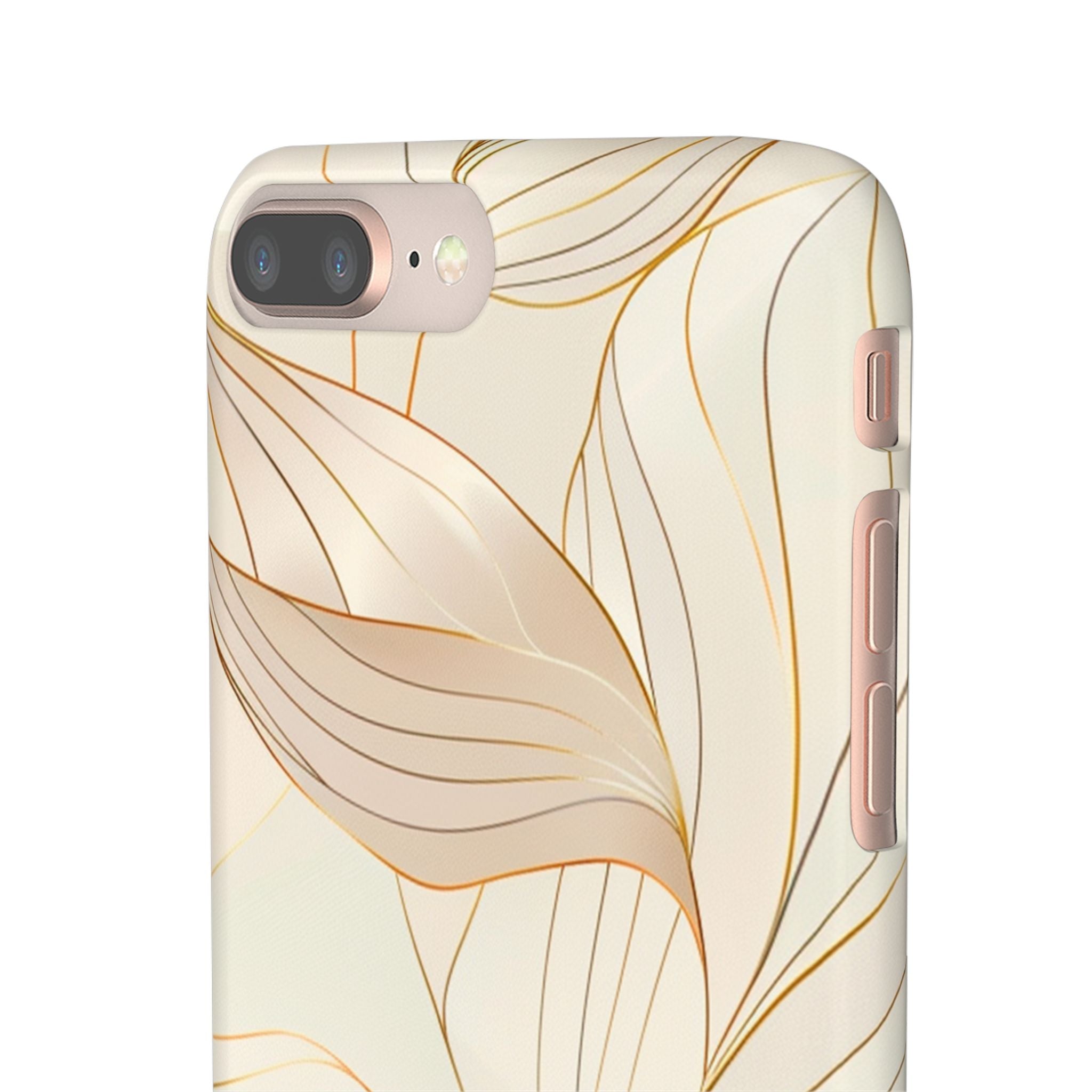Floral Gold Leaf Phone Case — Elegant Neutral Botanical Snap Case