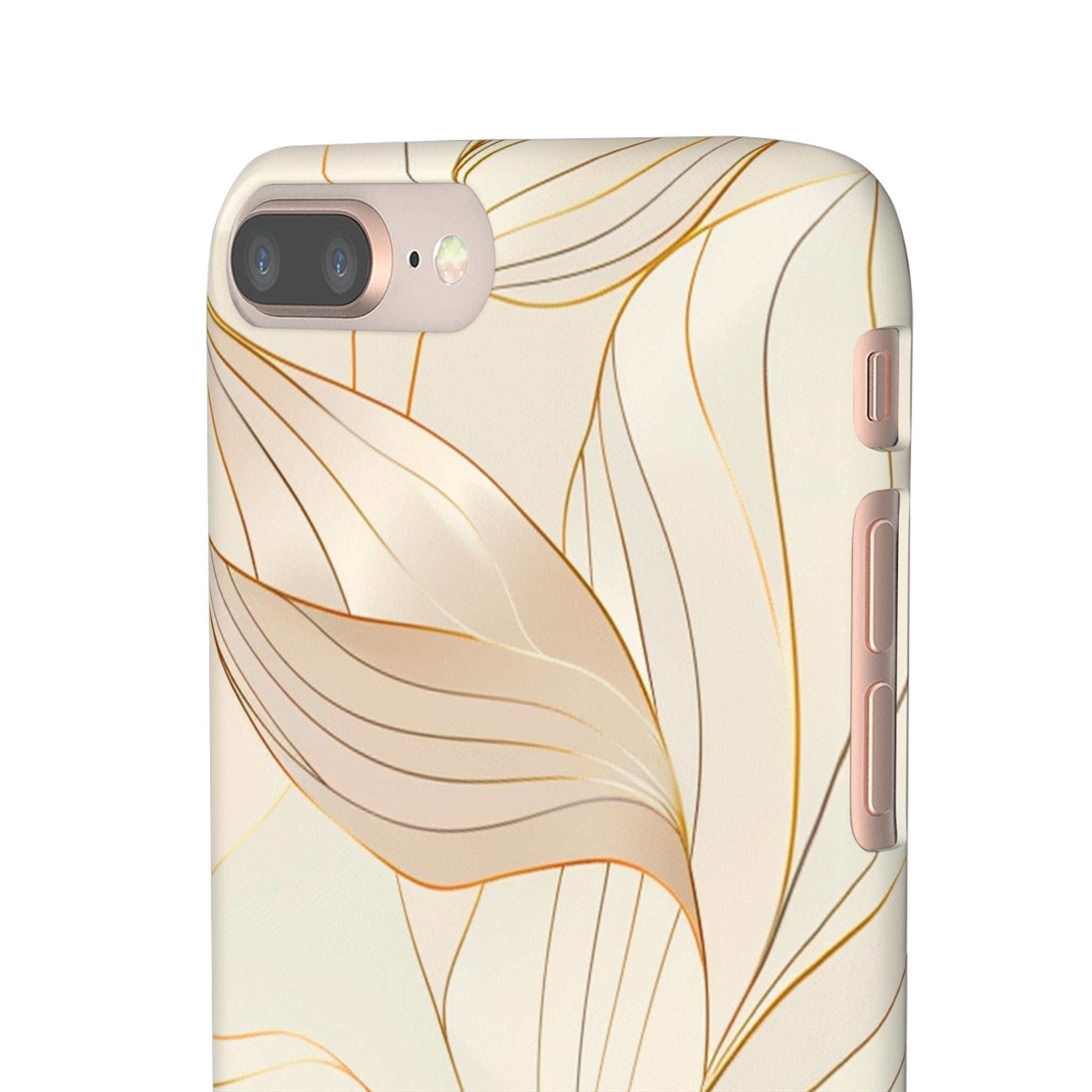 Floral Gold Leaf Phone Case — Elegant Neutral Botanical Snap Case