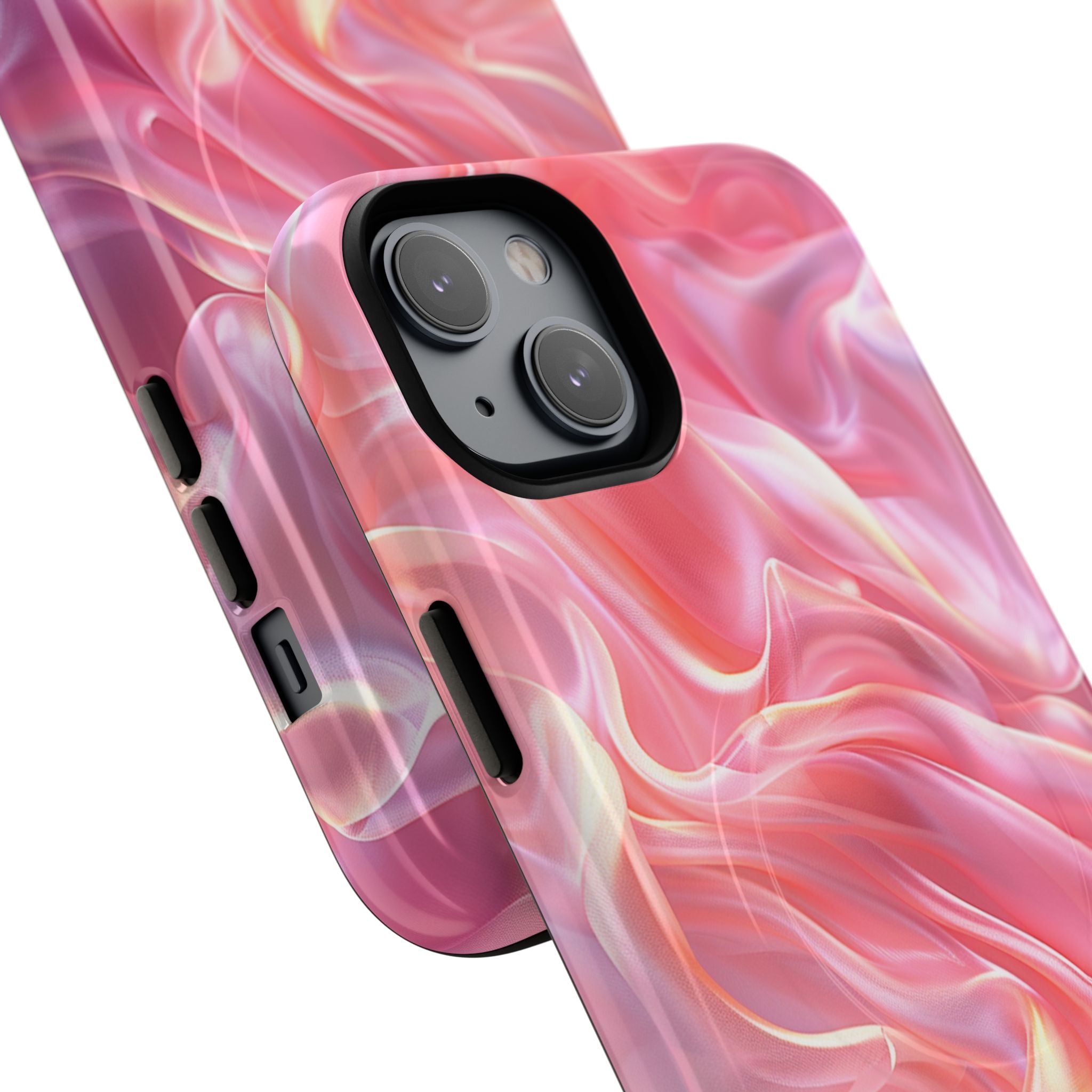 Pink Swirl Tough Magnetic Phone Case — Protective Magnetic iPhone Cover with Iridescent Marble Design