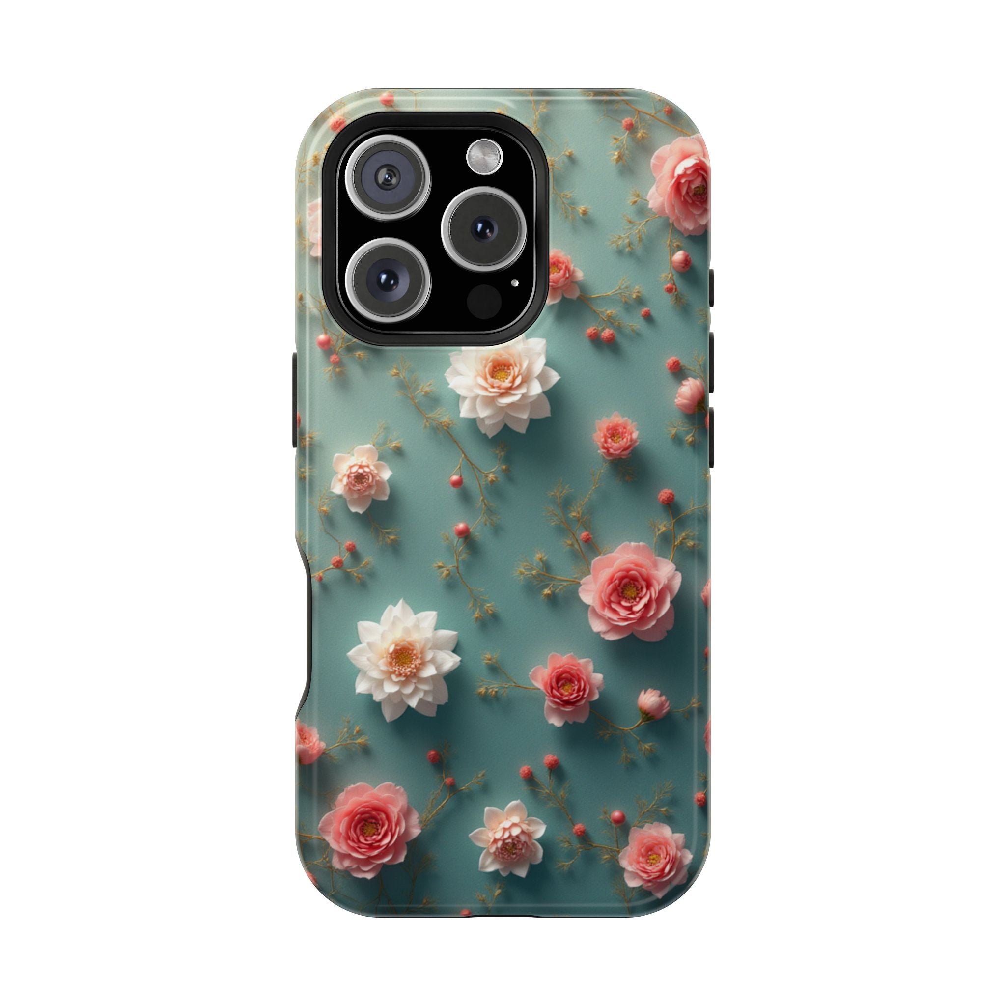 Floral Rose Pattern Magnetic Impact-Resistant Phone Case