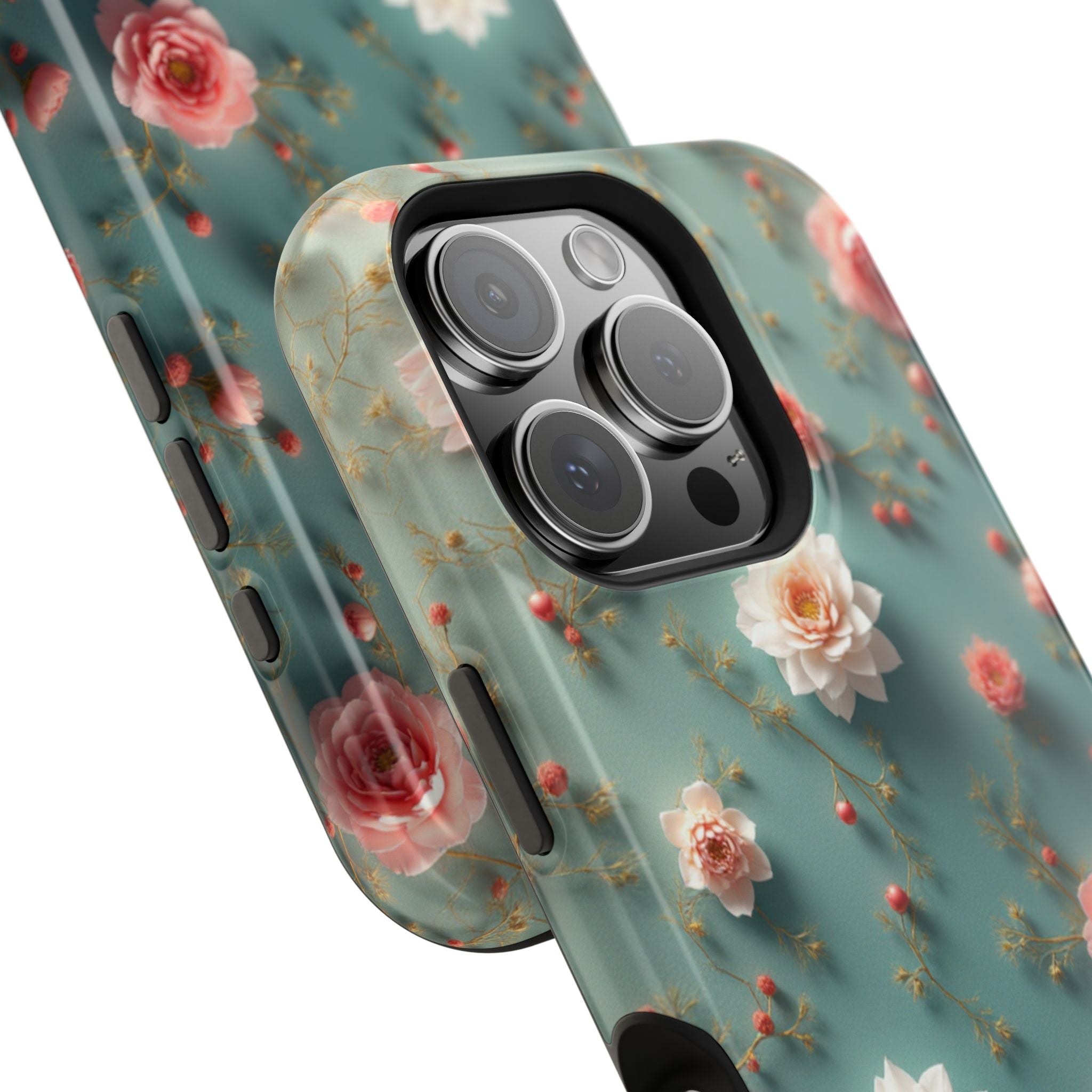 Floral Rose Pattern Magnetic Impact-Resistant Phone Case
