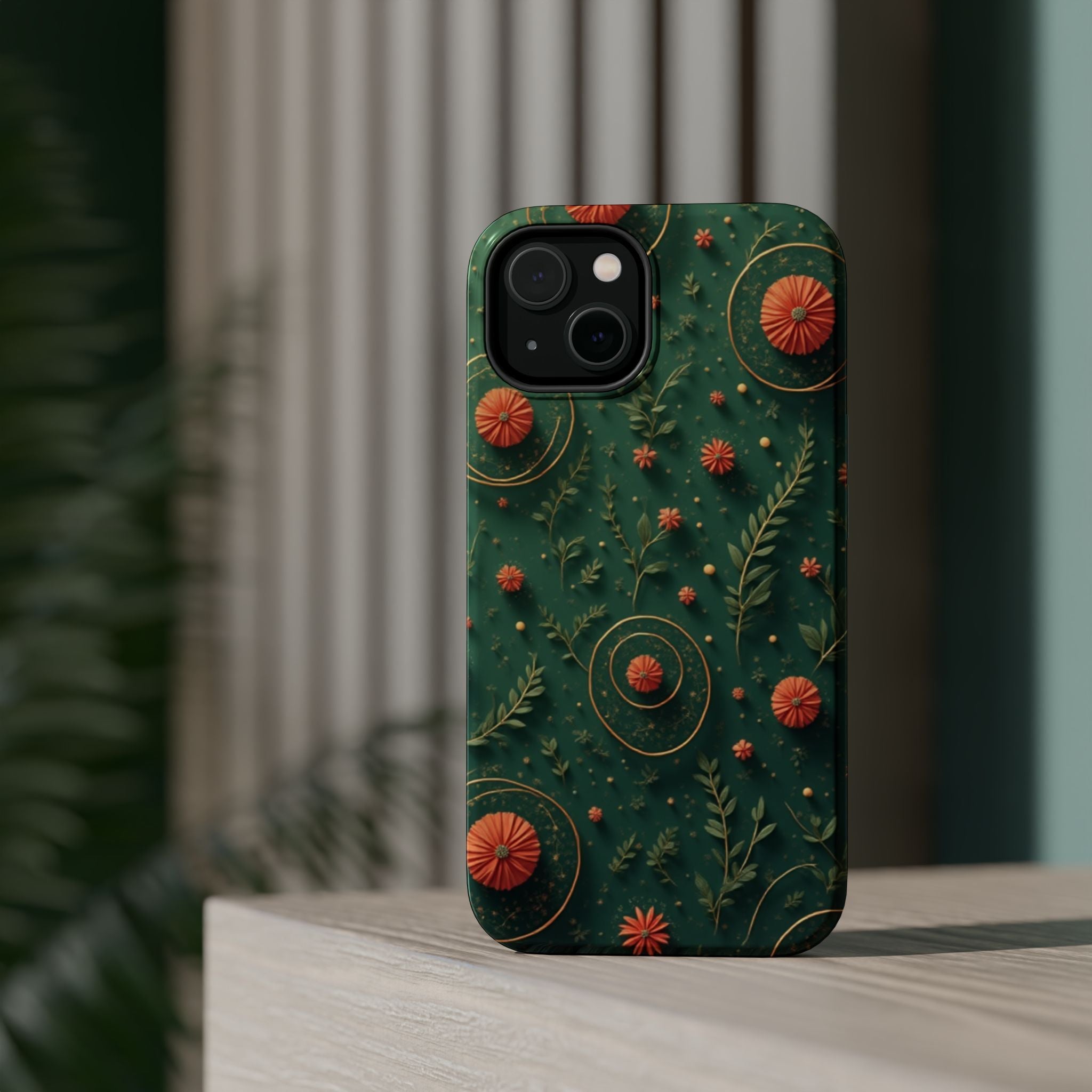 Floral Green Magnetic Impact Phone Case — Protective Botanical Design