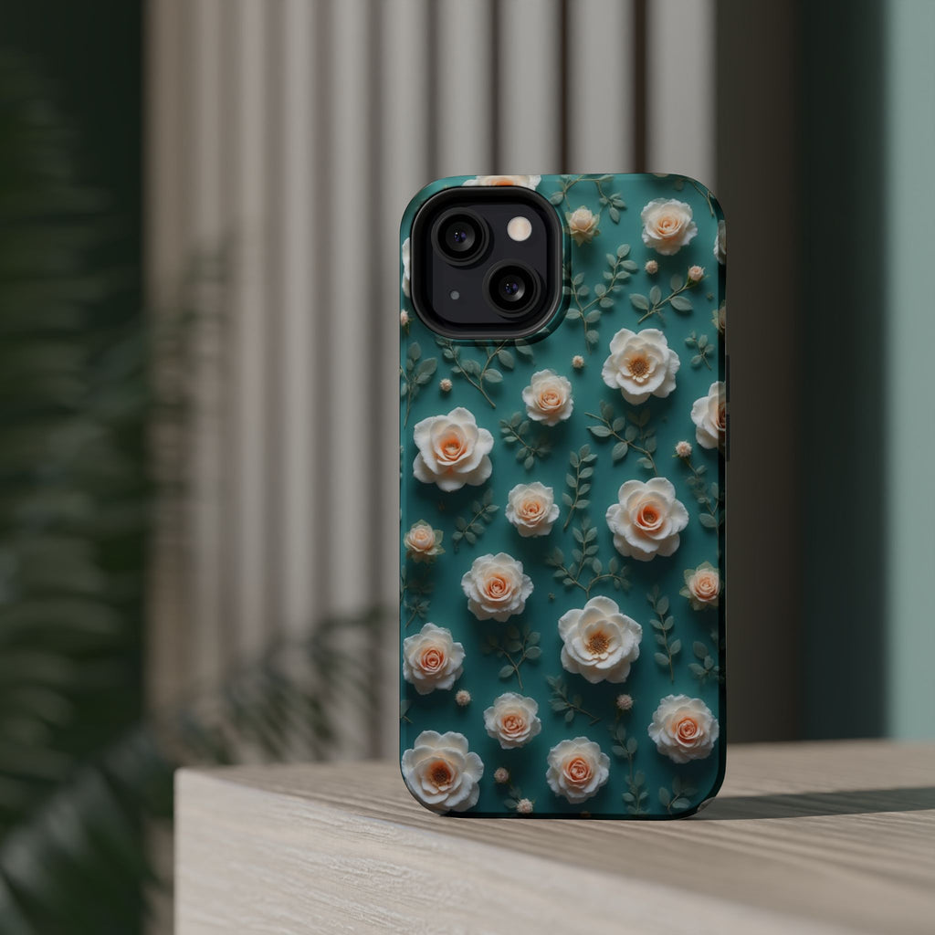 Floral Rose Pattern Magnetic Impact-Resistant Phone Case