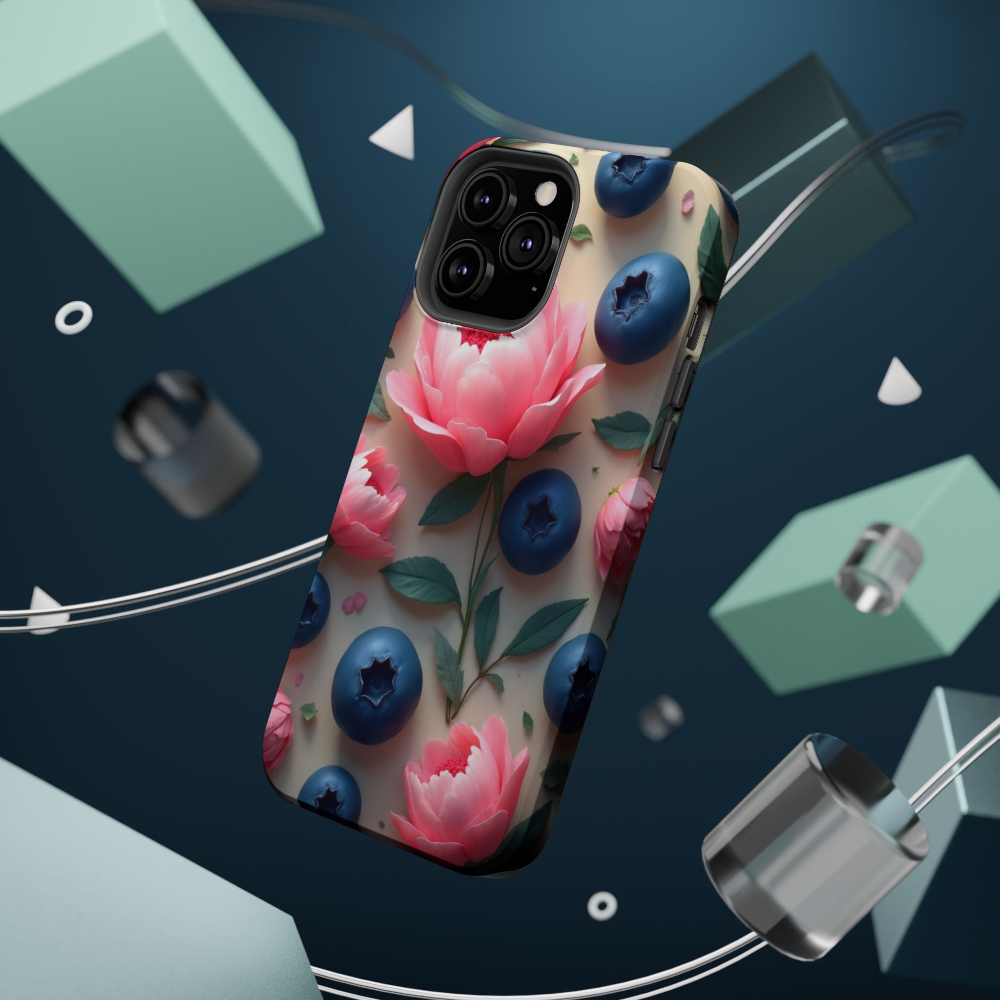 Floral Blueberry Phone Case — Magnetic Impact-Resistant
