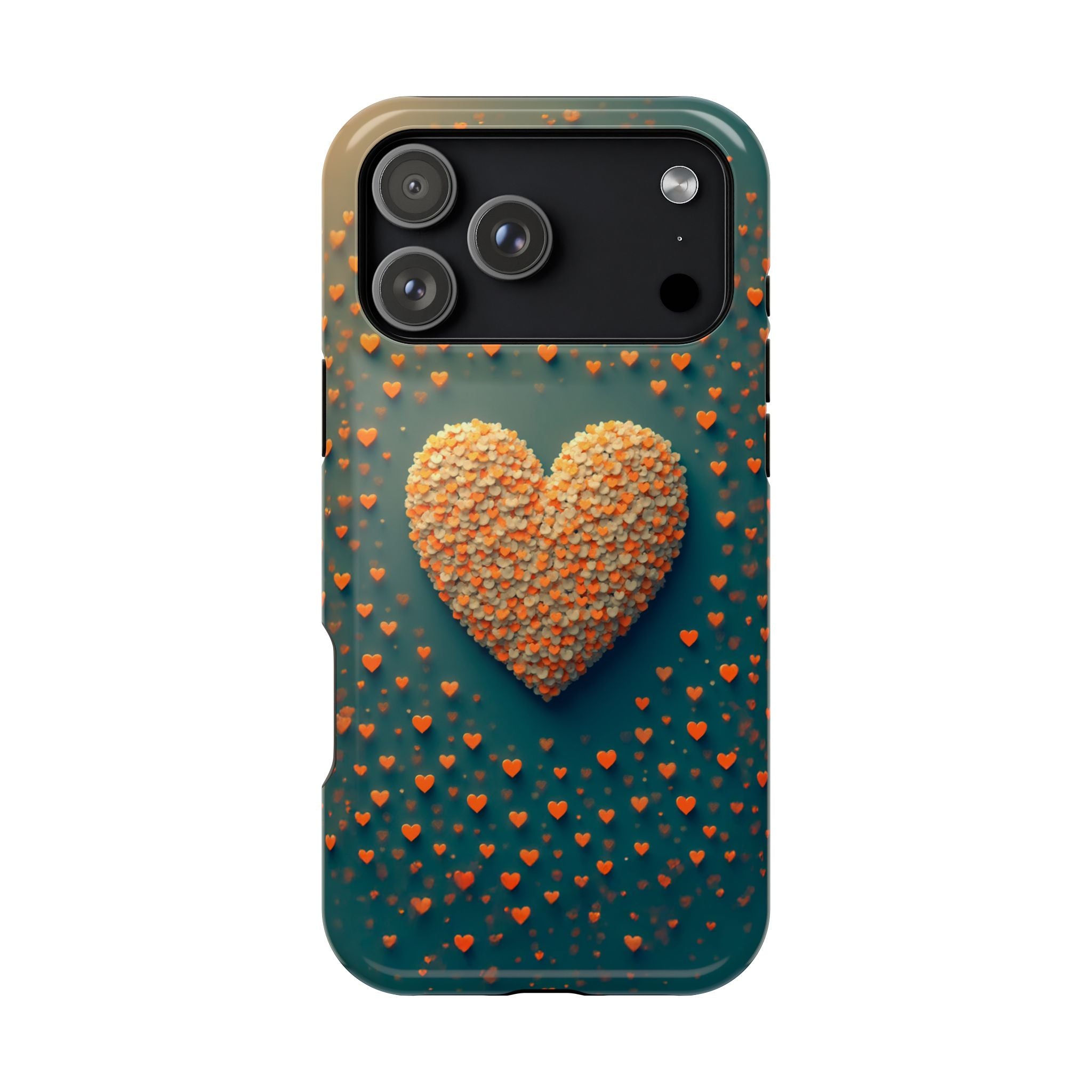 Magnetic Impact-Resistant Phone Case — Textured Heart Confetti Design