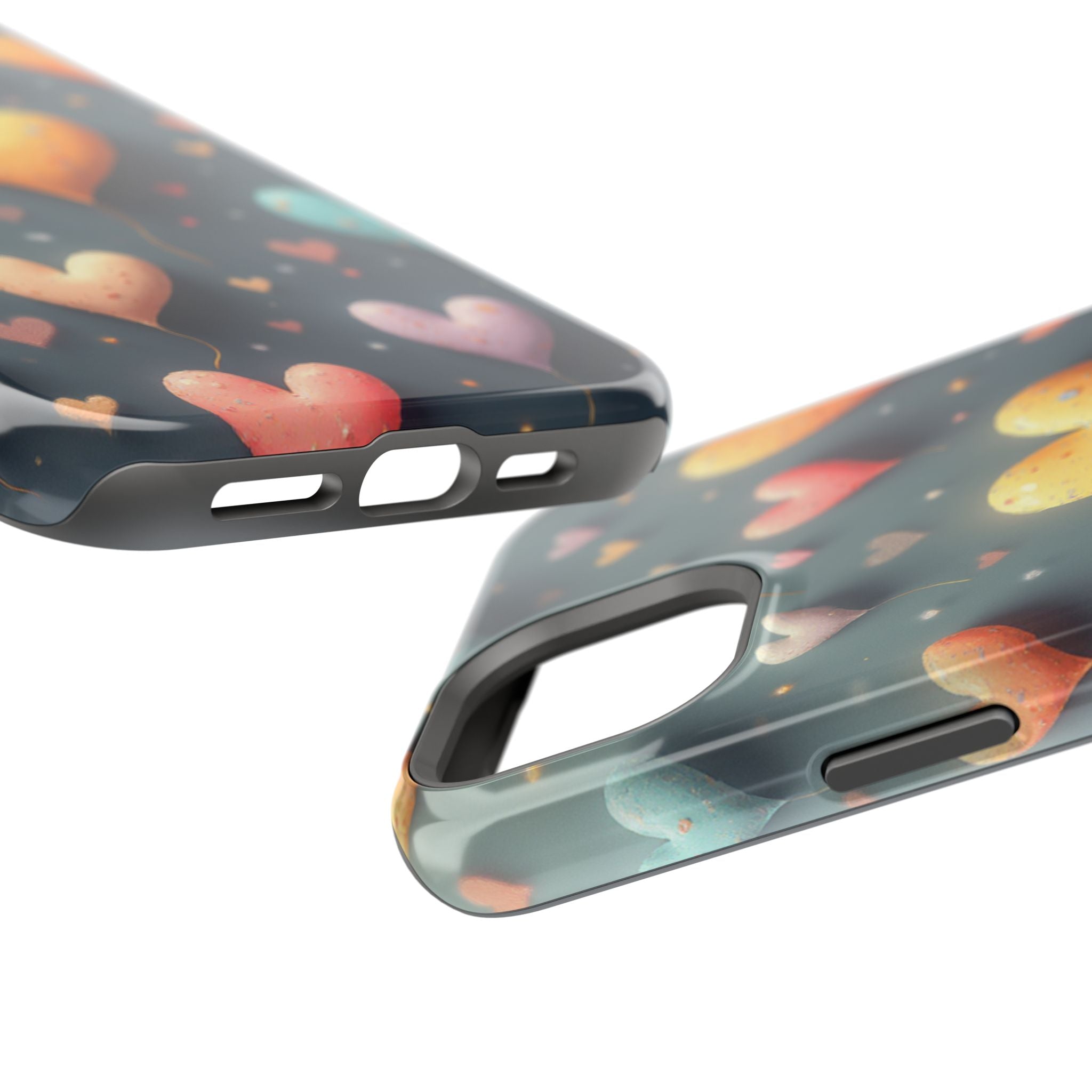 Magnetic Impact-Resistant Phone Case — Colorful Floating Heart Design
